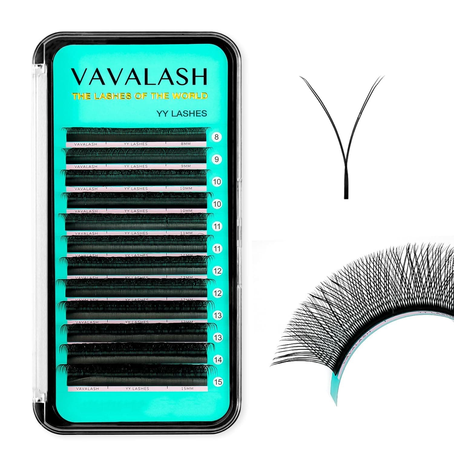 Y Lash Extensions D Curl 0.07mm 8-15mm Mix Tray Easy Premade Volume 4D Fans Eyelash Extension YY Type Natural Volume Lashes Extension Soft Matte Black Lashes (YY-0.07-D-8-15mm)