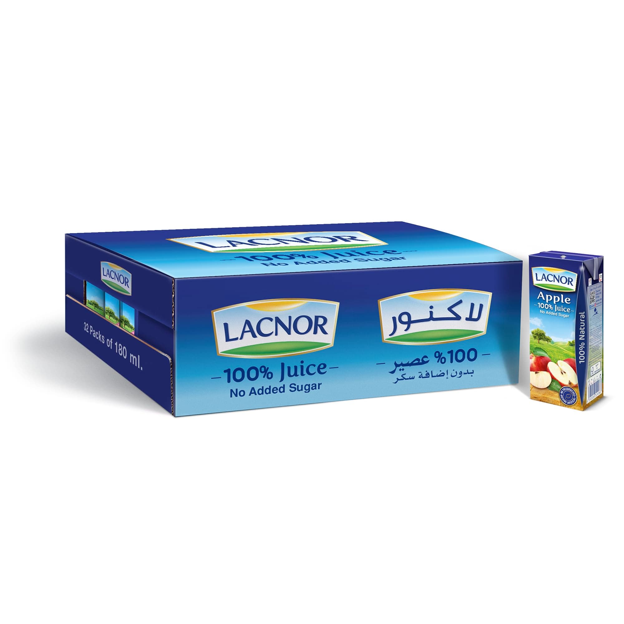 Essentials Apple 100% Juice, No Added Sugar, 180 ML Pack of 32