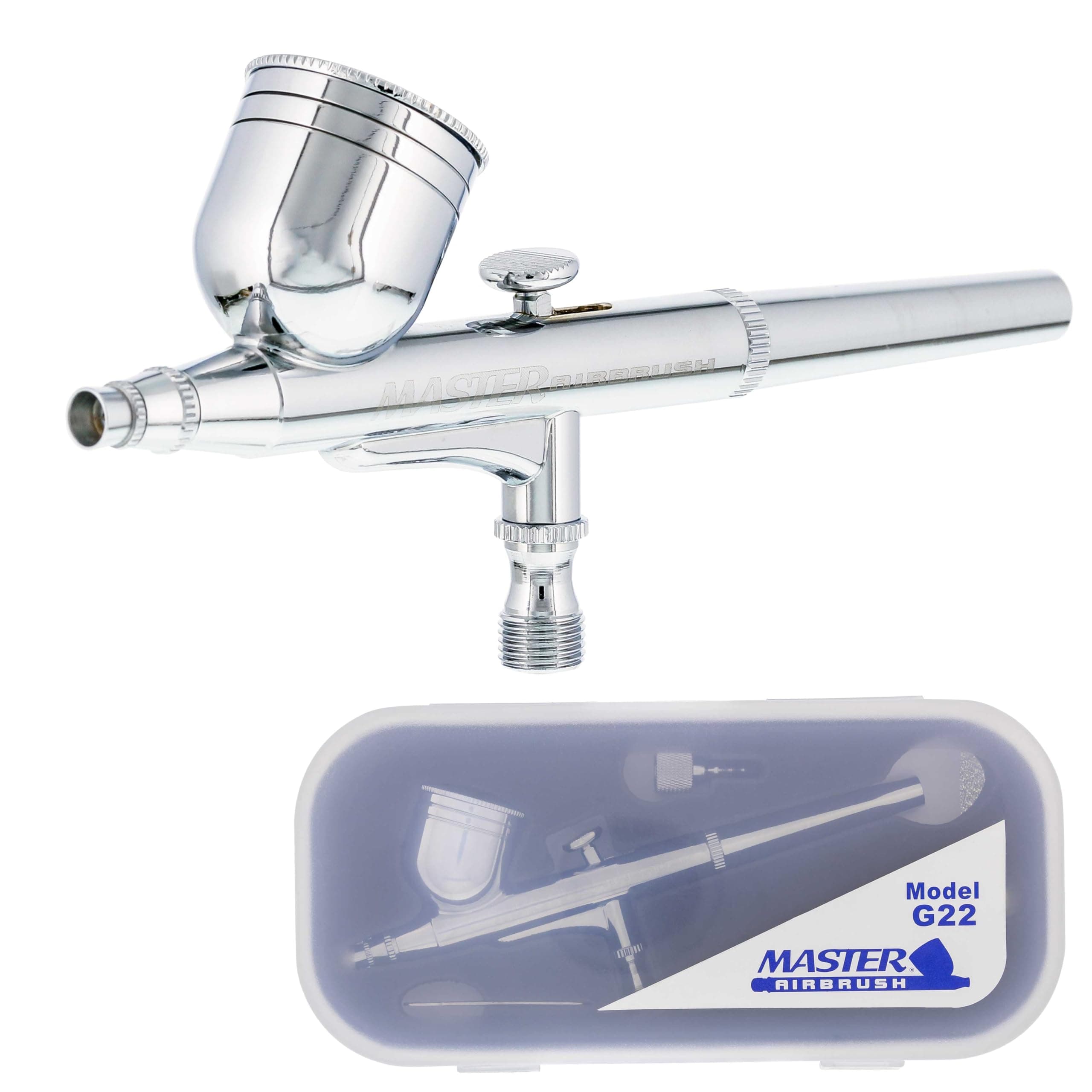 G22 Multi-Purpose Dual-Action Gravity Feed Airbrush Gun Set for Model Painting, Graphics, Cake & Fine Art - Air Brush Gun Kit with a 0.3mm Tip and 1/3 oz. Fluid Cup, Art Hobby Crafts