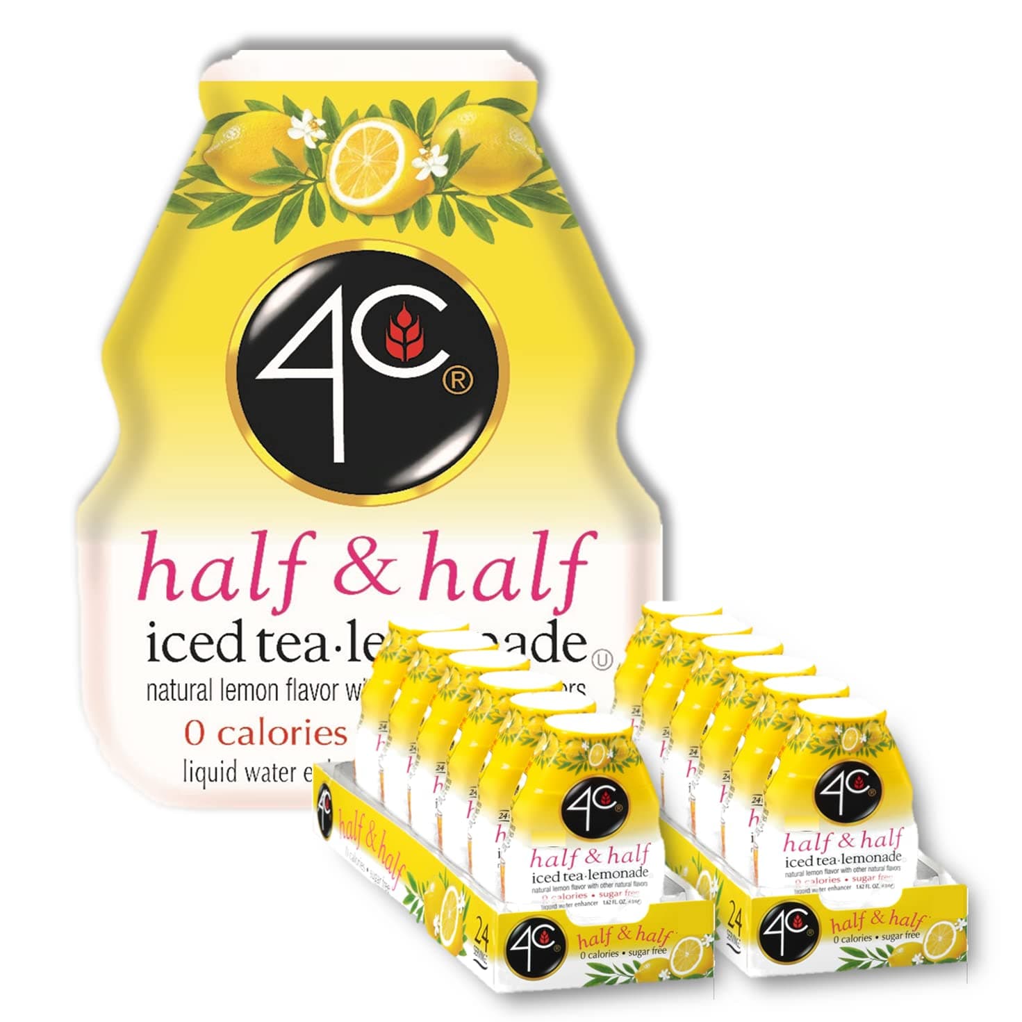4C Sugar Free A Liquid Water Enhancer 12 Pack, Premium Natural Flavors, 0 Calories (Half & Half, 1.62 Ounce (Pack of 12))