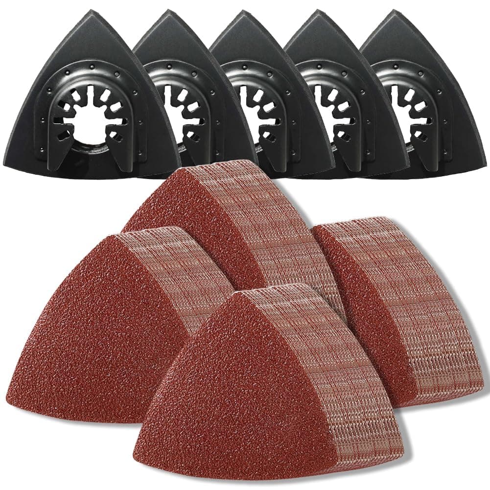 Aozzy 130 Multi Tool Sandpaper Kit for attaching Most Oscillating Tool Sanding Pads, Compatible With Most Bosch/Dewlta/Fein Brands, Multiple Grits Available, for Sanding Hardwoods,Metals,Wall Finishes