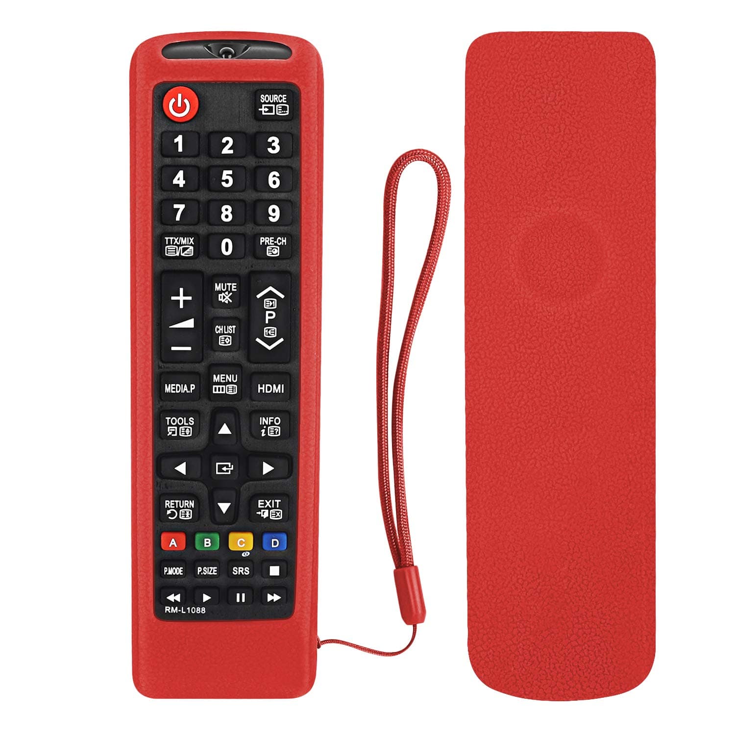 Protective Silicone Remote Case for Samsung TV AA59-00741A AA59-00786A BN59-01175N BN59-01315B Remote Control, Shockproof, Anti-Slip, Washable - Red