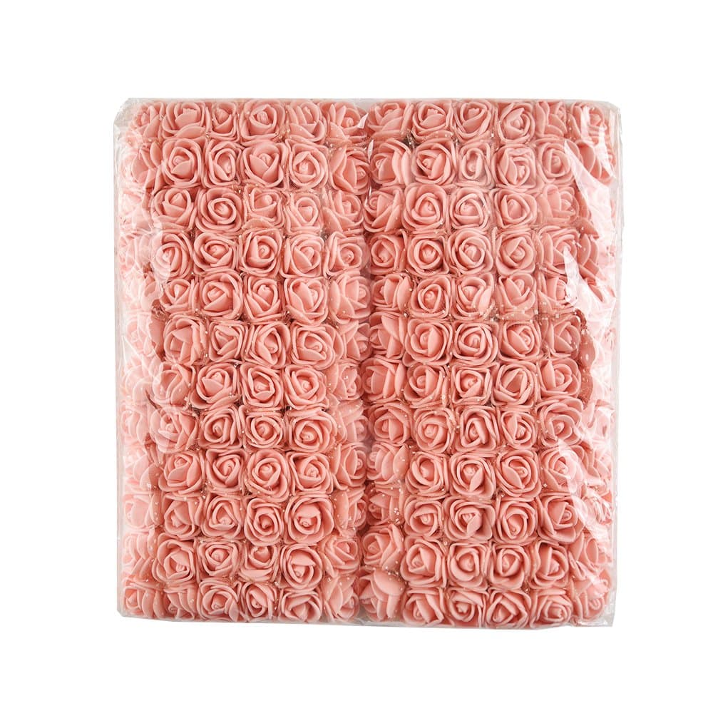 artificial flowers rose Wedding Decorations Party Flower Bouquet Solid DIY Wreath Craft Fake Foam Flowers 144pcs/lot 2CM (Peach)