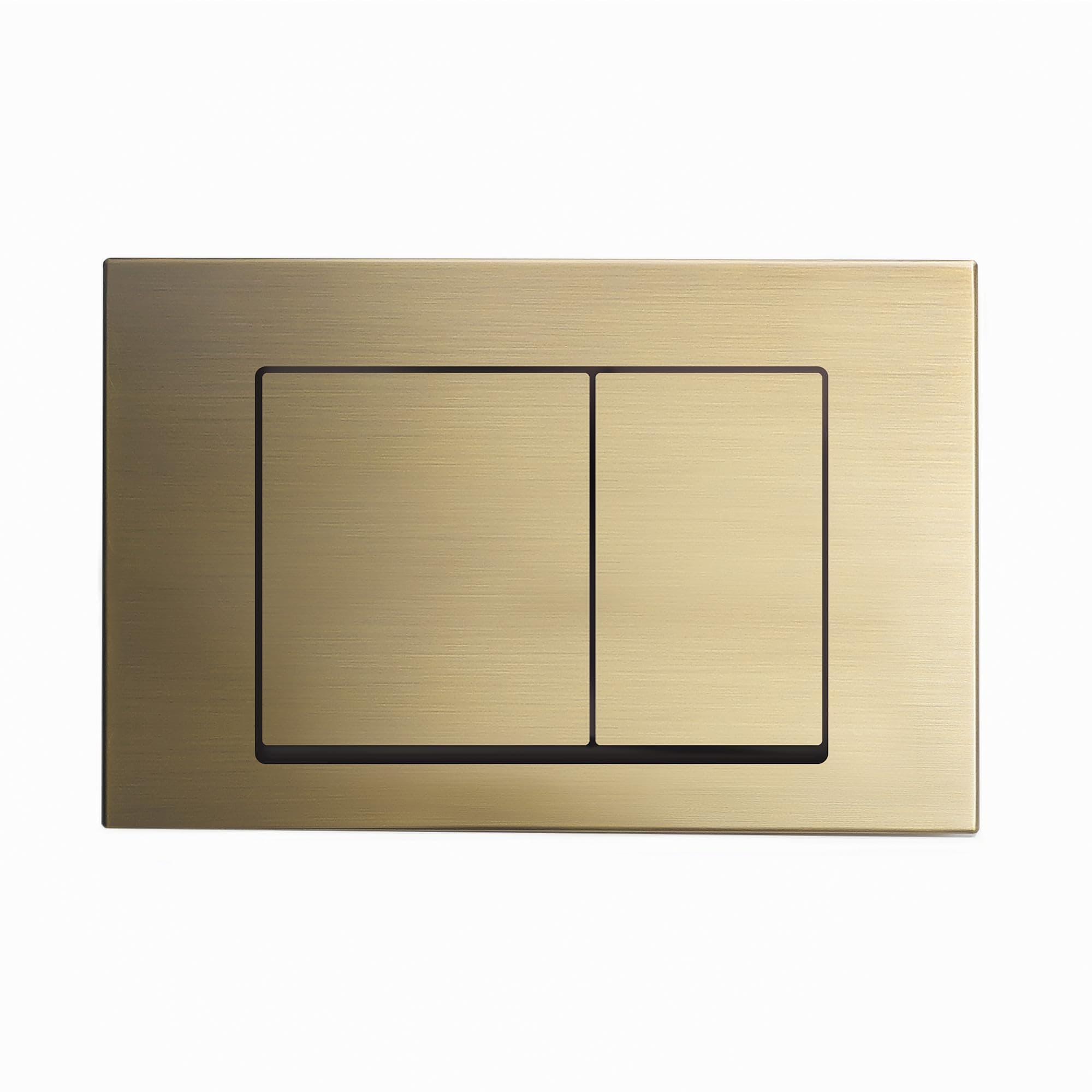 Swiss Madison Well Made Forever Wall Mount Dual Flush Actuator Plate with Square Push Buttons in Brushed Brass (SM-WC002Z)