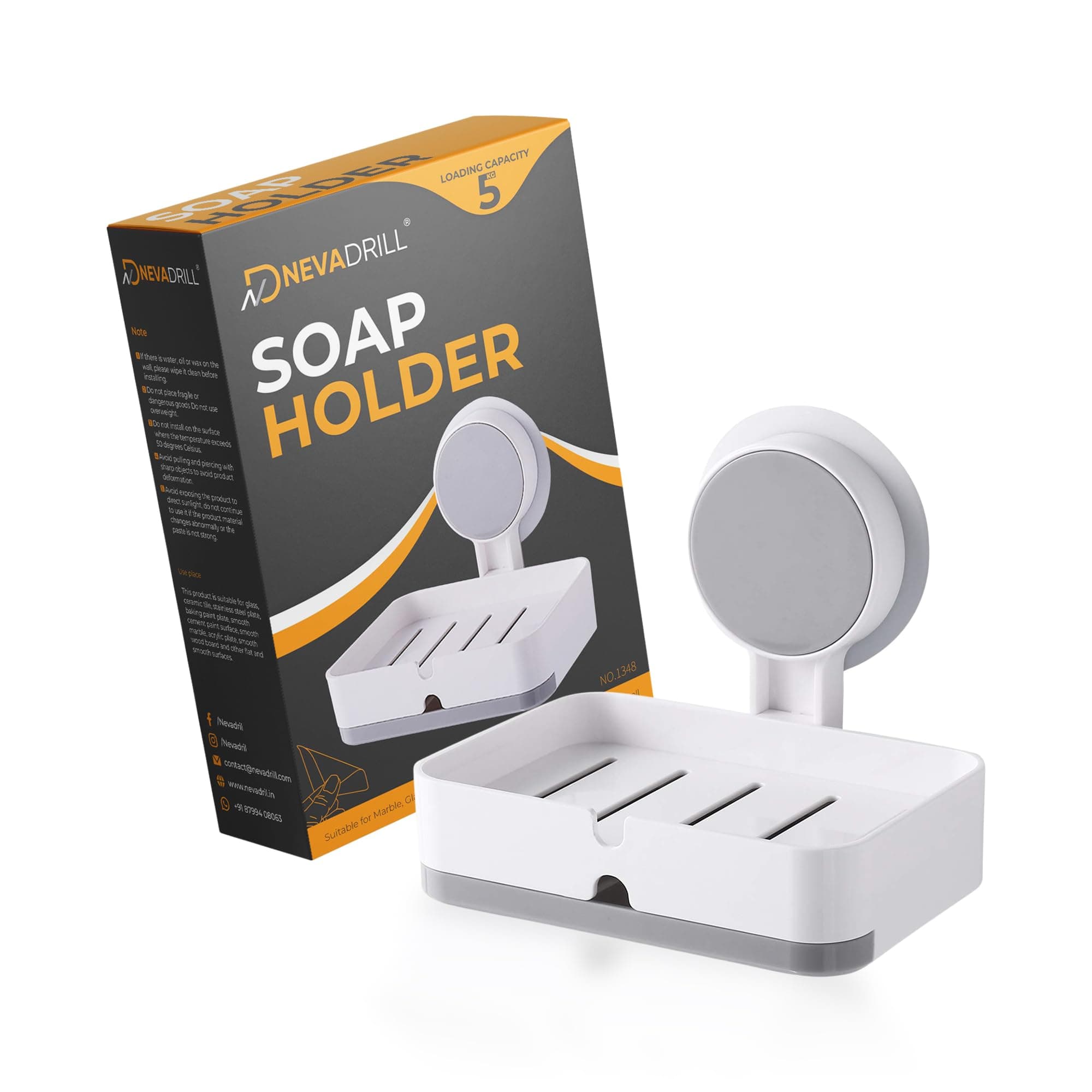 - Soap Holder for Bathroom, Non-Drill Wall Mount Magic Sticker Self Adhesive Soap Stand for Bathroom with Removable Drain Tray [NR-1348] (1)