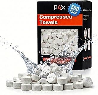 Compressed Towel Tablets - 100% Bamboo Camping Toilet Paper Tablets, Great for Hiking, Travel and Backpacking - Disposable Washcloths, Body Wipes, Paper Towel Coin Tissue - 500 Pack with Metal Cases