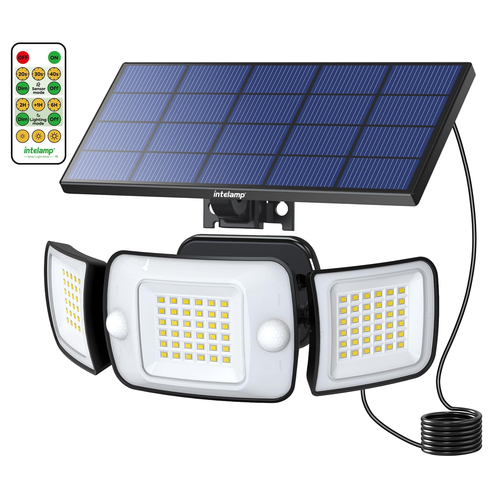 Solar Outdoor Lights with Remote Control, Solar Sensor Lights with Dual Sensors 6000mAh 1200LM Waterproof Solar Flood Lights Outdoor Lights (Upgraded - Separate with remote)