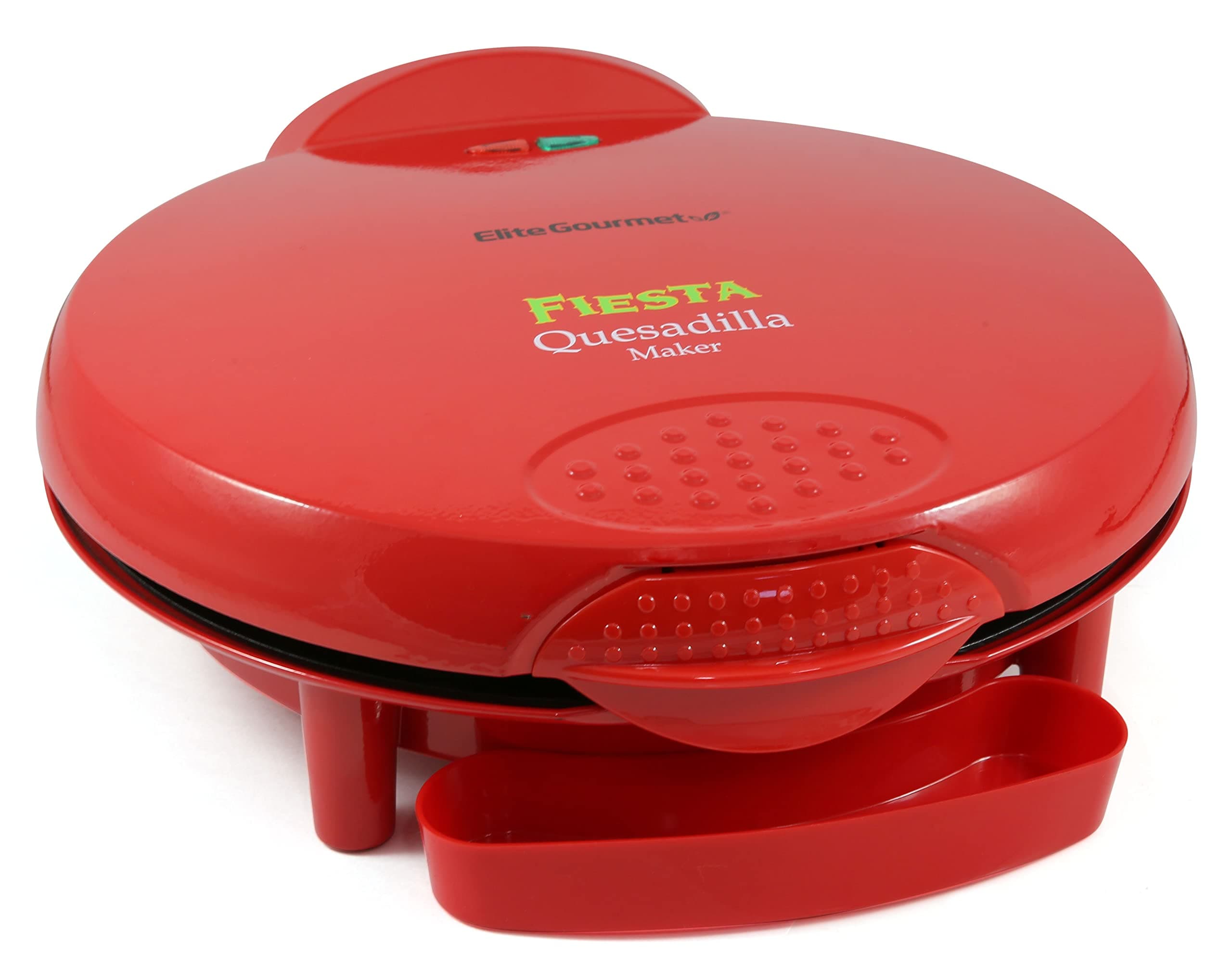 Elite Gourmet EQD-118# Electric Non-Stick 11" Quesadilla Maker, Easy-Slice 6-Wedge, Grilled Cheese Corn Flour Tortilla Snacks, Red