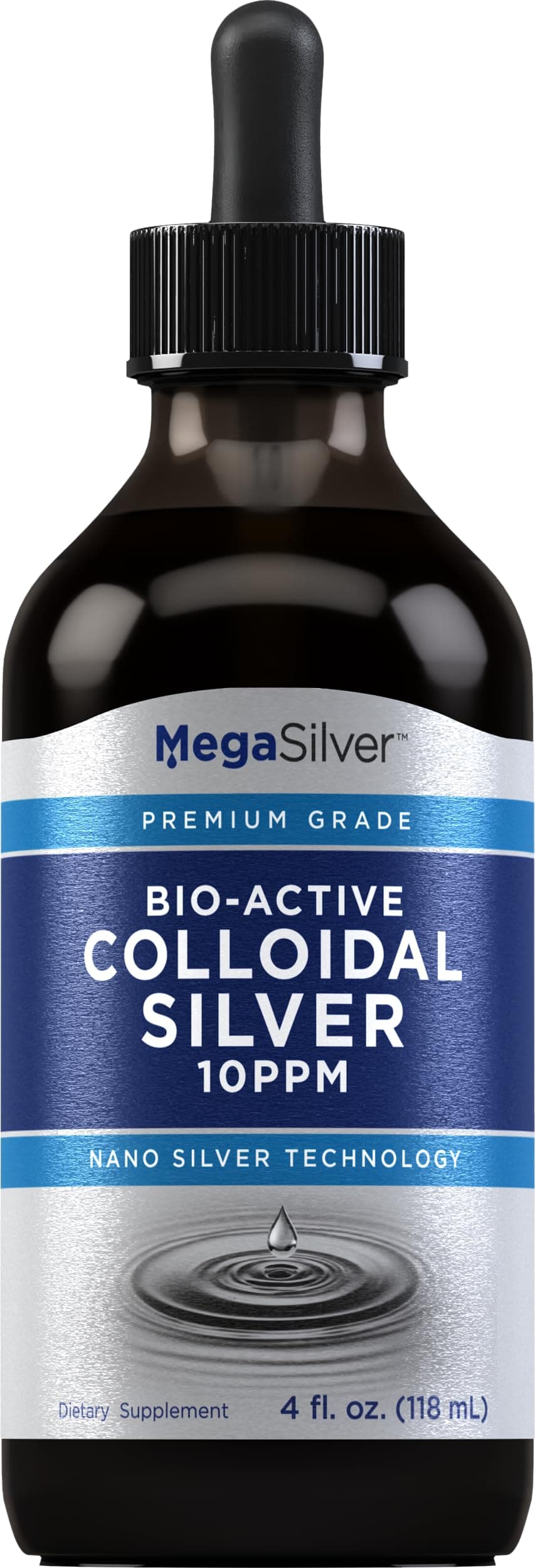 Piping Rock Colloidal Silver Liquid Drops | 10 ppm | 4 oz | Bio Active Premium Grade | Nano Silver Technology | Non-GMO, Gluten Free