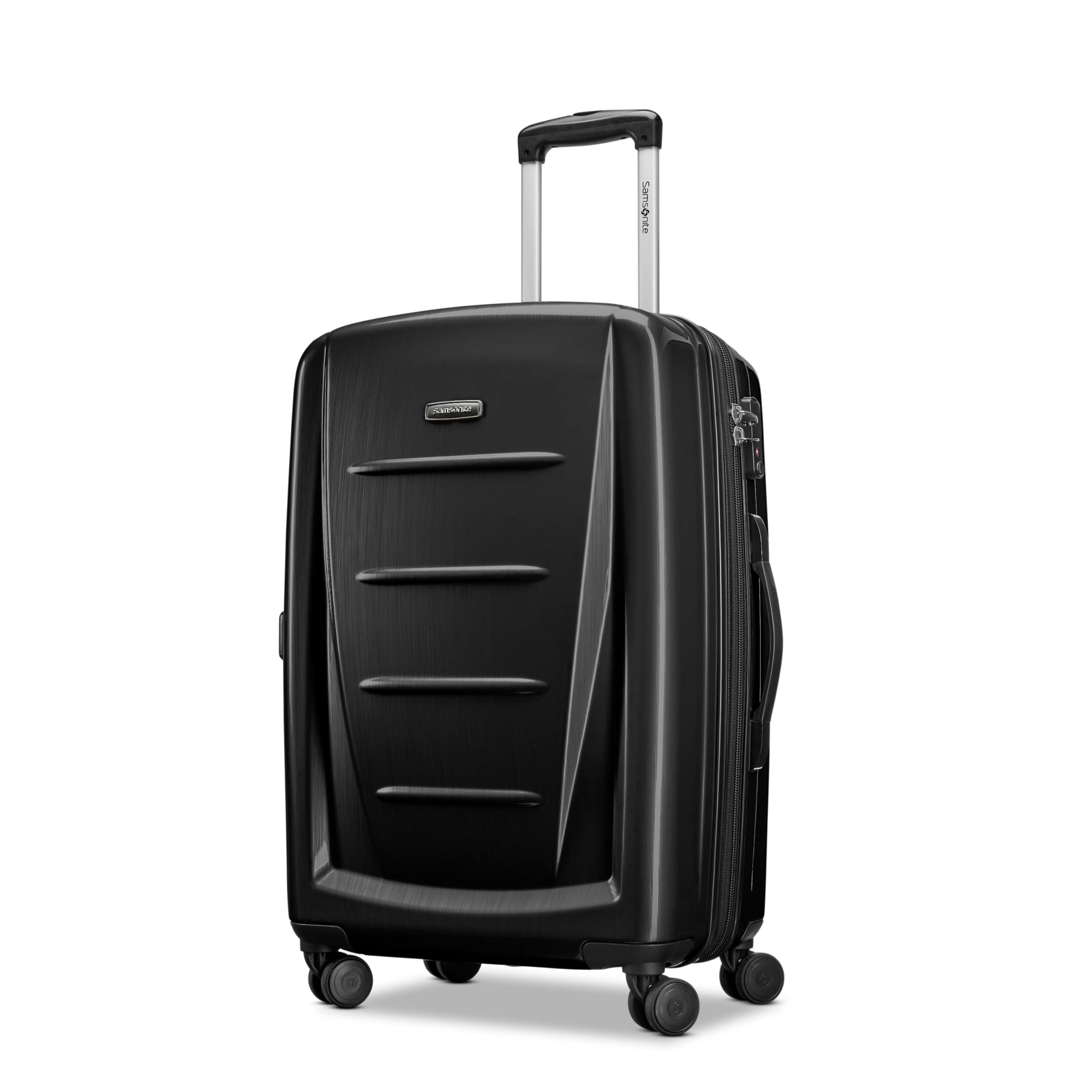 Winfield 2 Hardside Expandable Luggage with Spinner Wheels, Brushed Anthracite, Checked-Medium 24-Inch