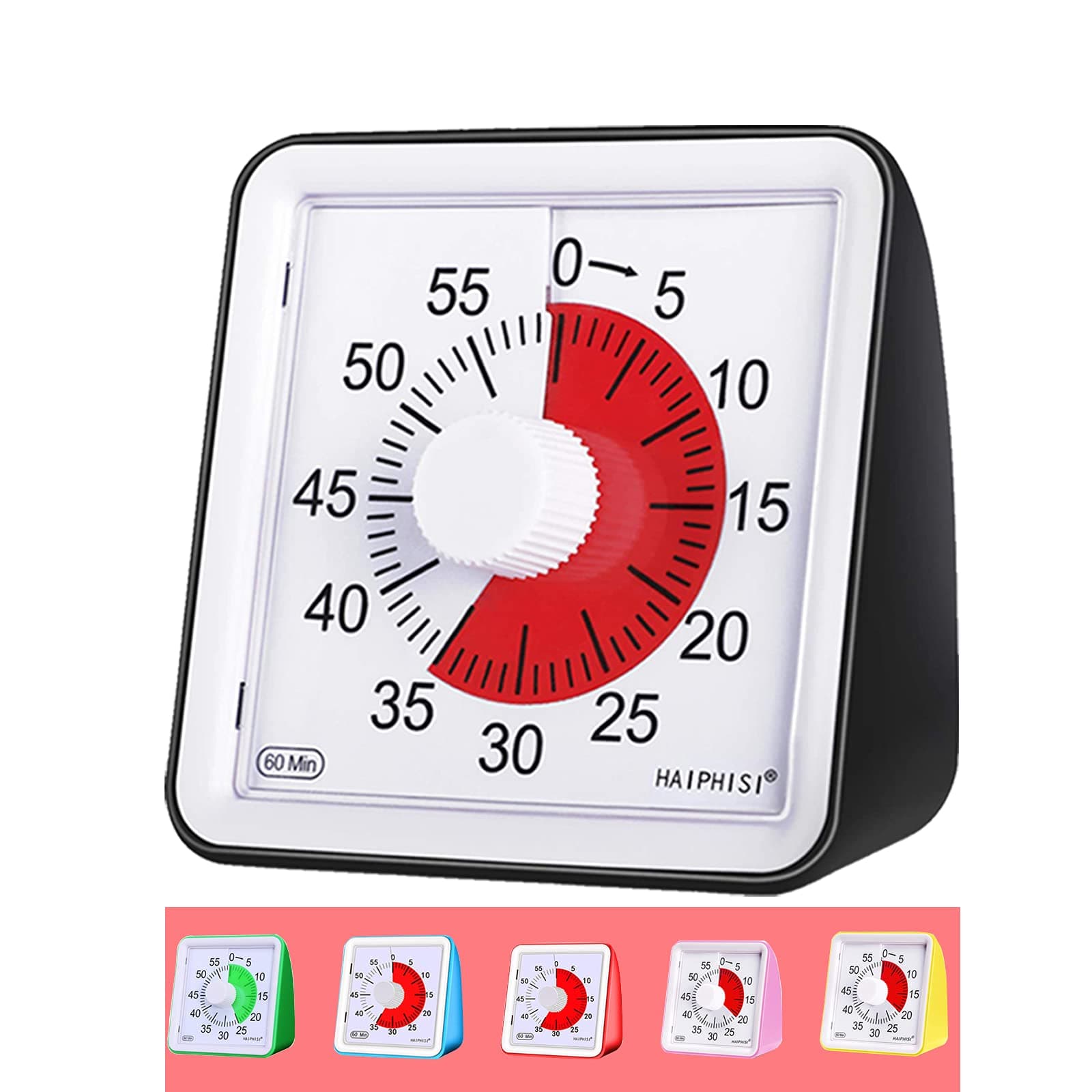 Visual Timer for Kids, Classroom Countdown Timer,60 Minute Analog Silent Timer for Toddler and Adults, Time Management Tool for Teaching and Homework