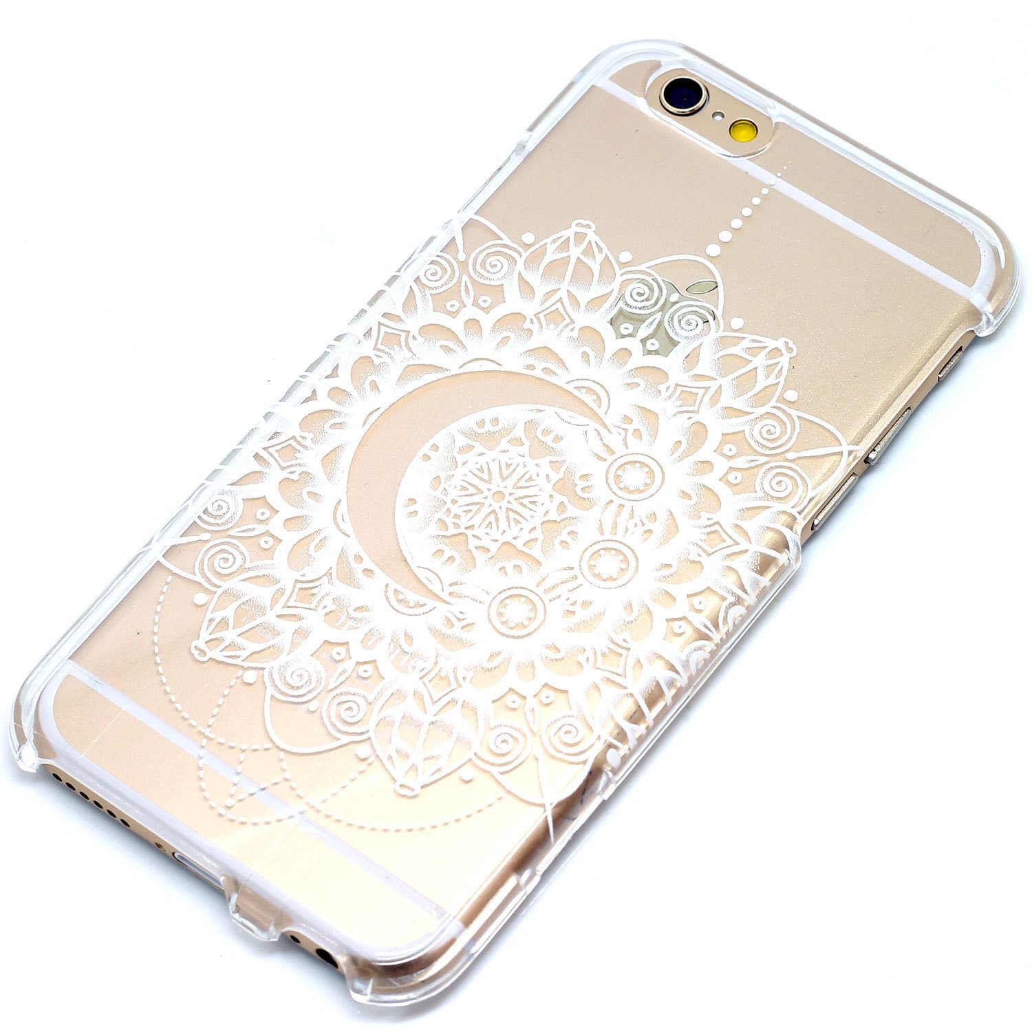 Crescent Moon White Mandala Henna Style Phone Case - iPhone 6s Plus - 1 Piece Snap On