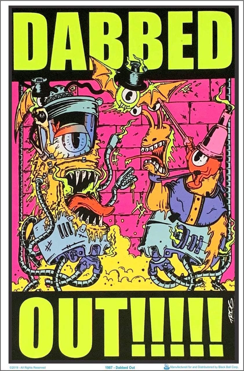 Dabbed Out! by Trog Blacklight Poster - Flocked - 23" x 35"