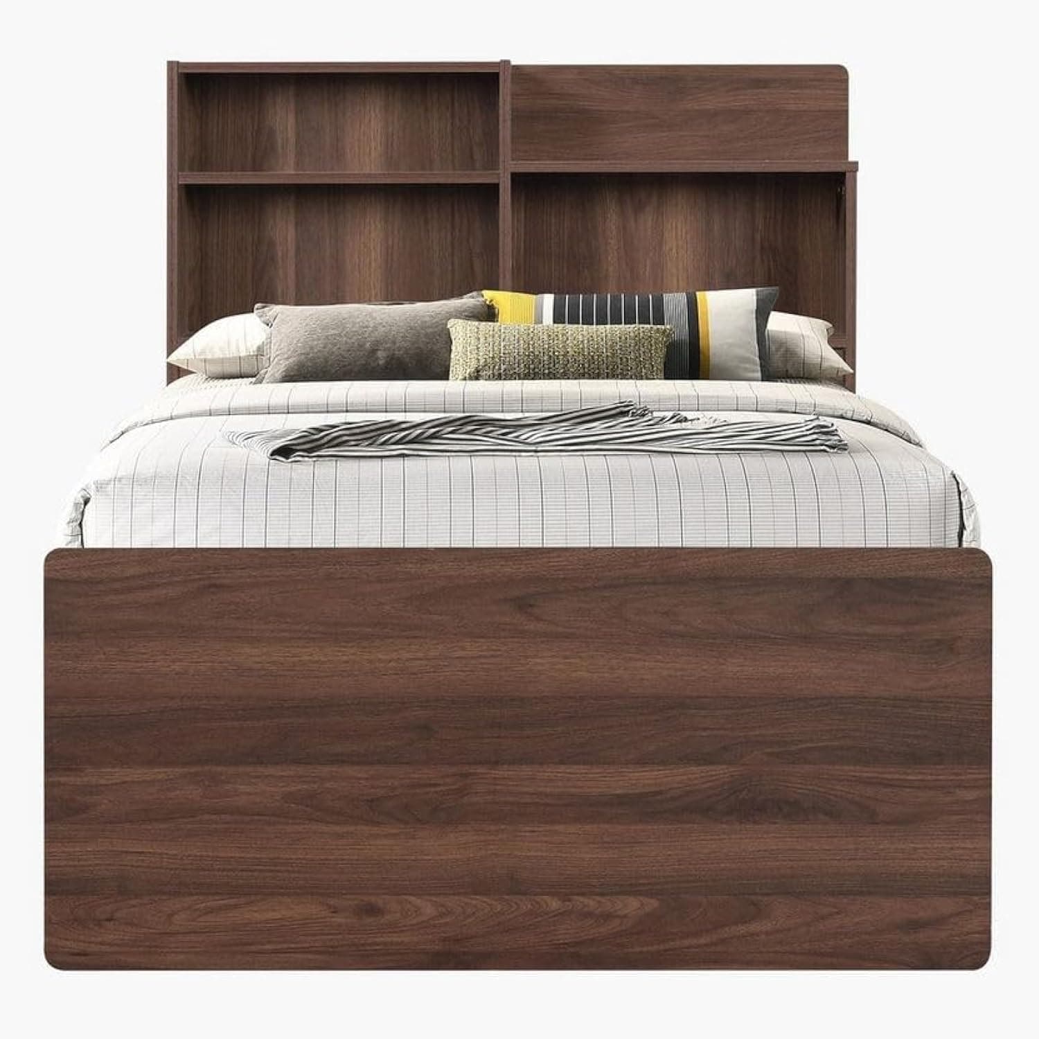 HomeBox Vanilla Single Bed with Headboard Storage - 90x190 cm