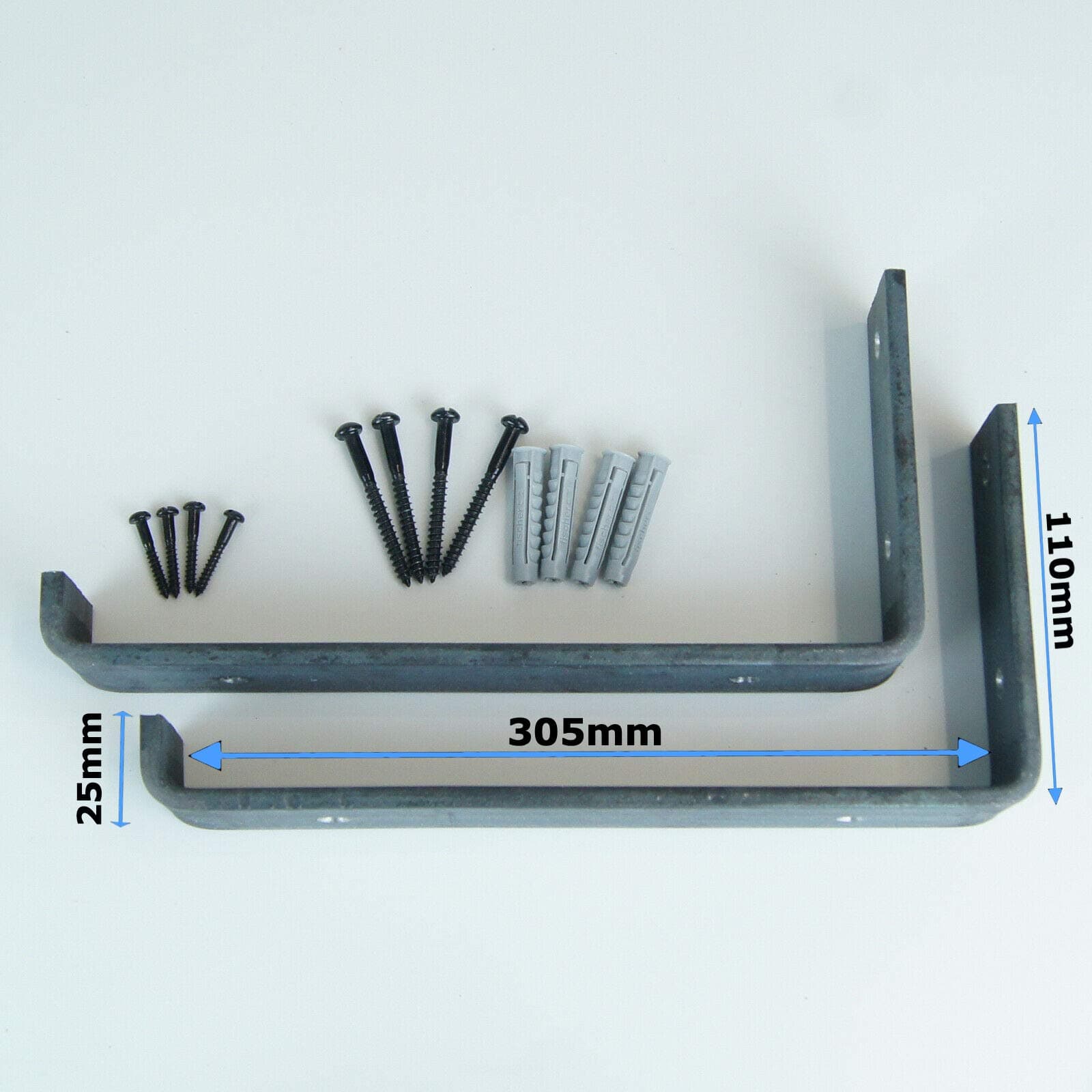 BMF DIRECT Heavy Duty Shelf Brackets Rustic Scaffold Board Shelving Industrial Iron/Steel Metal (Pair) ® (305mm 12" - Up)