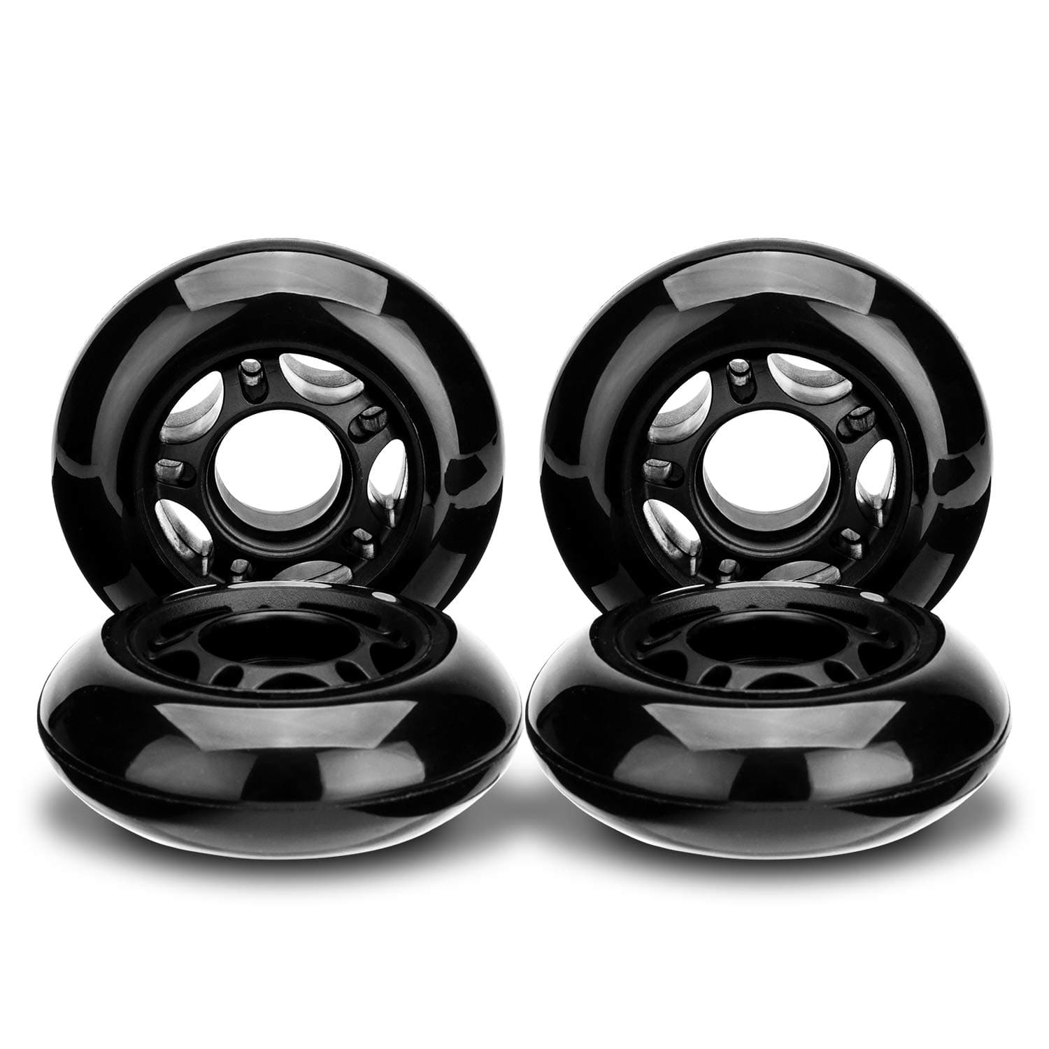NONMON Inline Skate Wheels 72MM/80MM 85A Black 4 Pack,Replacement Wheel for Kids & Teens