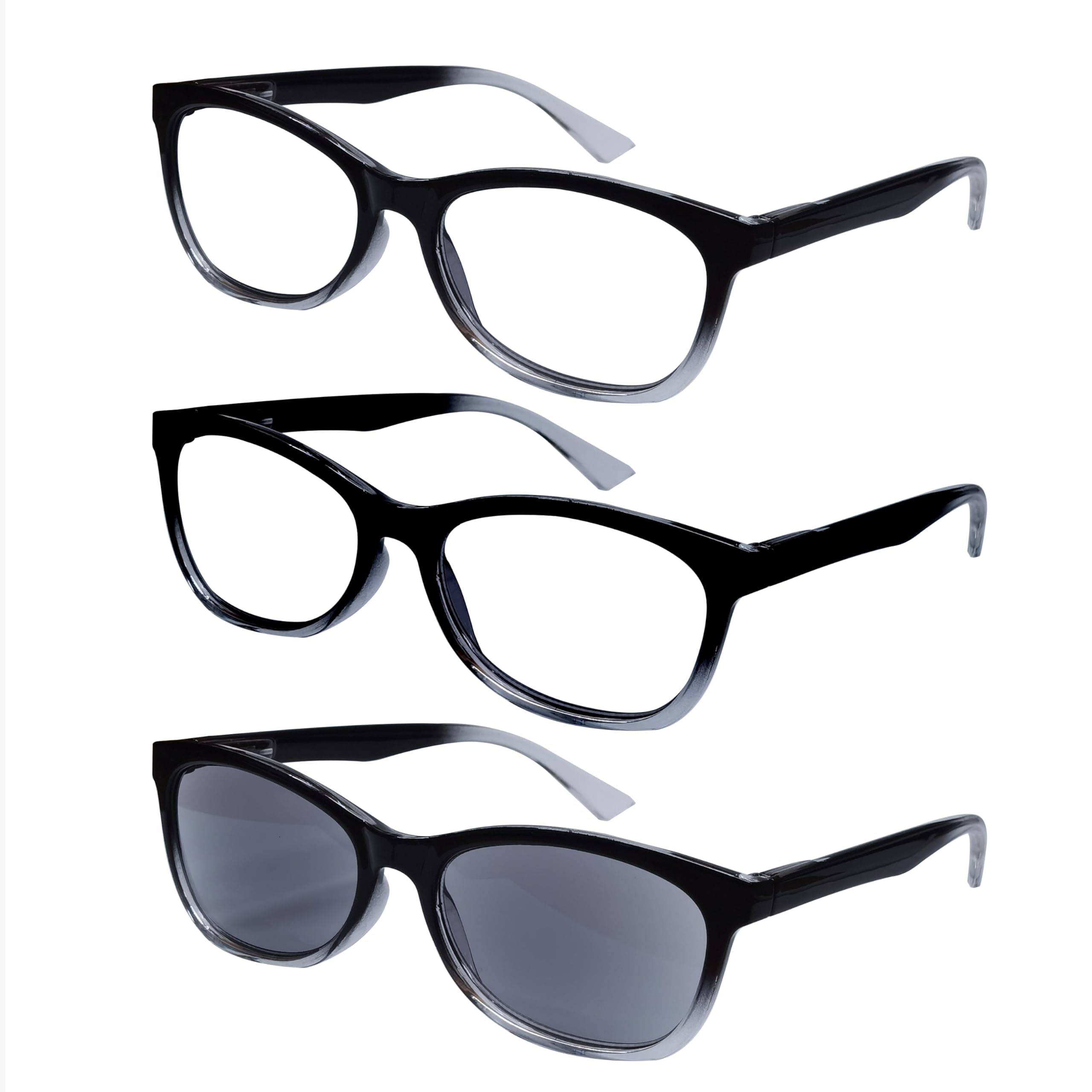 One Power Glasses Reading Sunglasses Quality Spring Hinge Readers, Auto Focus Adjust Eyeglasses For Men and Women .5-2.5x Strength 3PCS