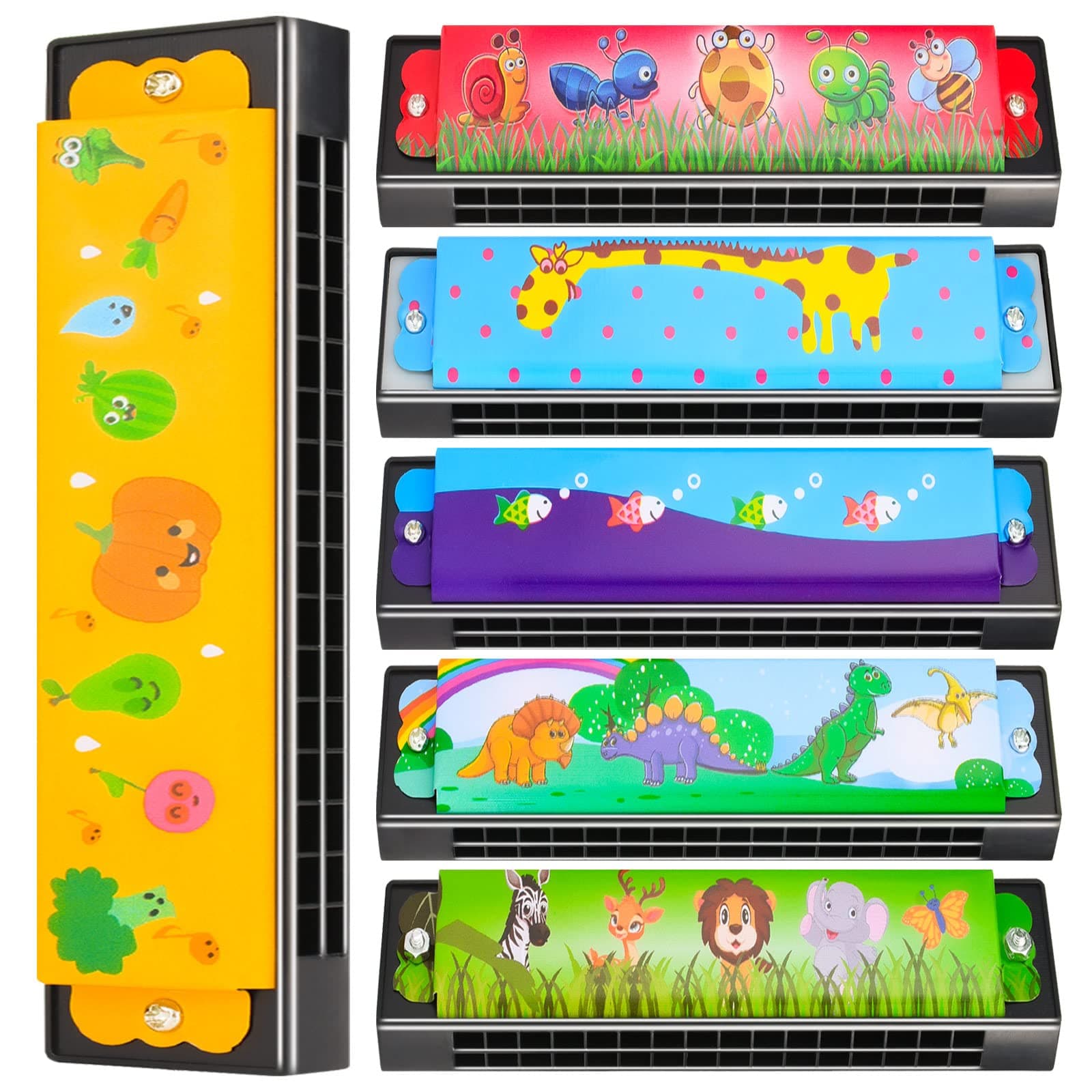 6 Styles Harmonica for Kids Lightweight Harmonicas with Double Row of 16 Holes Kids Harmonica Christmas Party Favors for Adult Beginners Musical Instrument Toy