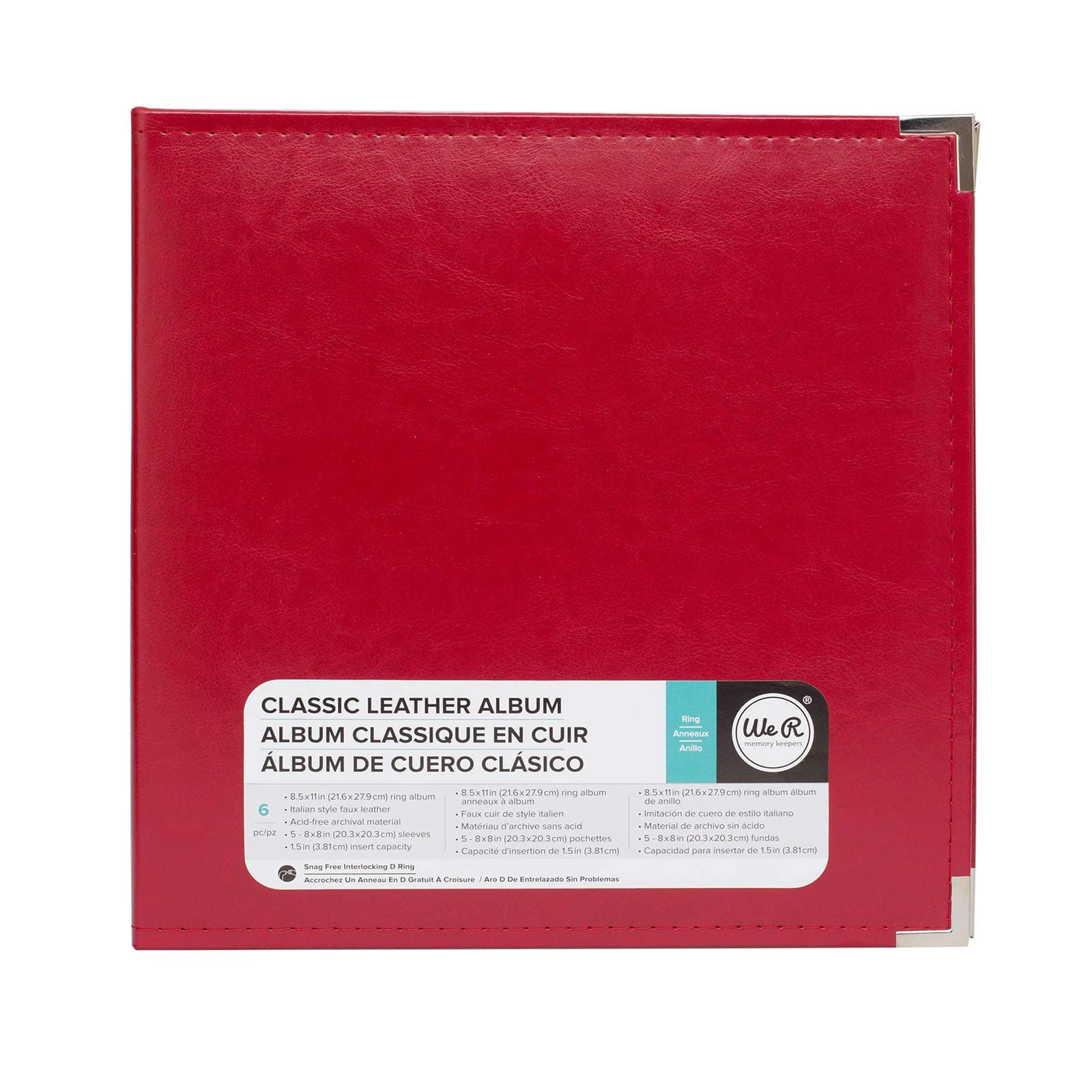 We R Memory Keepers 1-Piece 8.5 x 11-inch We R Faux Leather 3-Ring Binder, Red