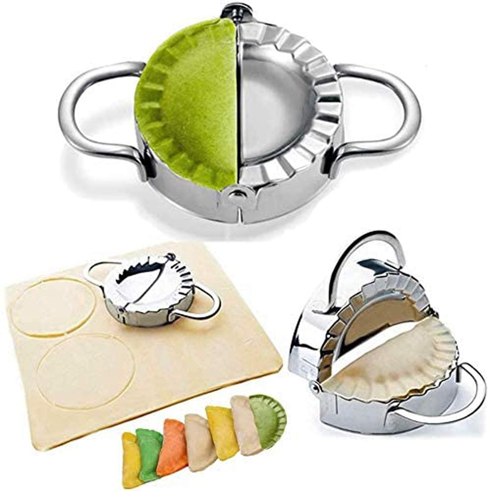 Dumpling Maker - Dumpling Press/Stainless Steel Empanada Press/Pie Ravioli Dumpling Wrappers Mold Kitchen Accessories (9.5cm/3.74" Large)