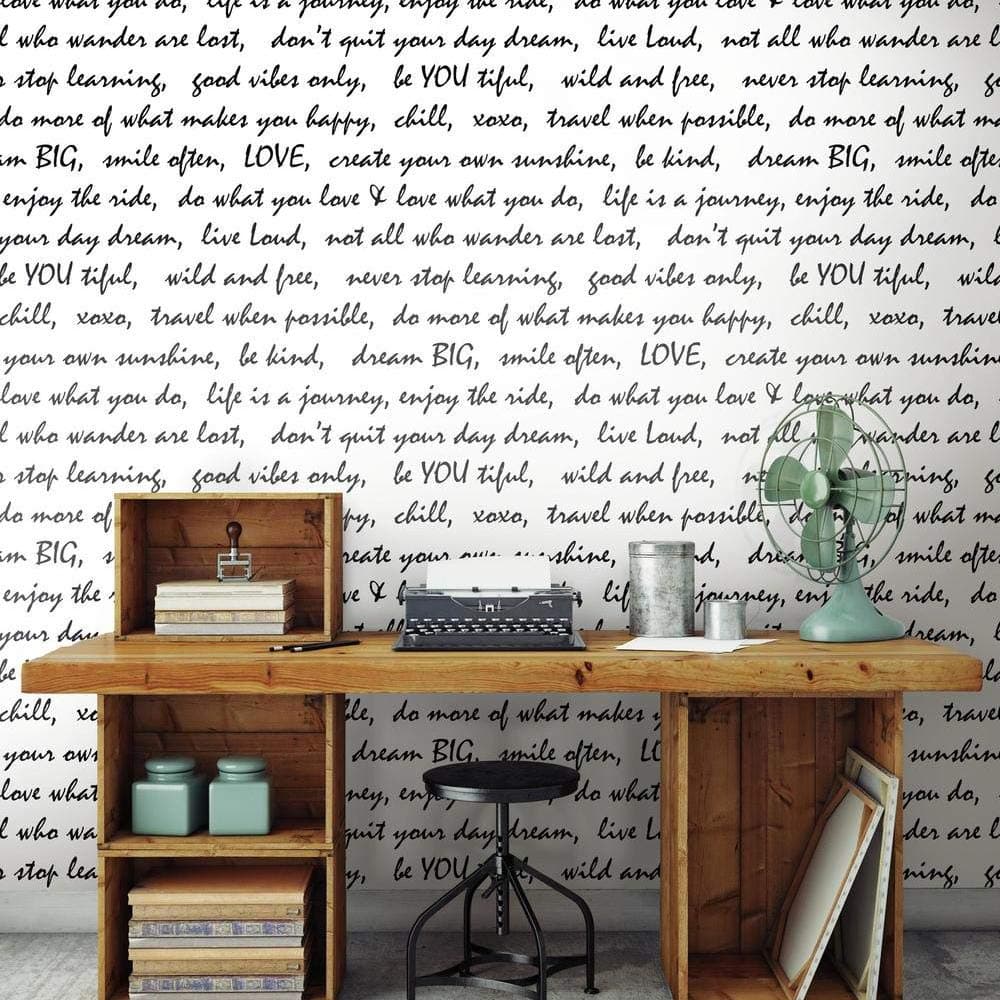 RMK9005WP Black Dream Big Script Peel And Stick Wallpaper