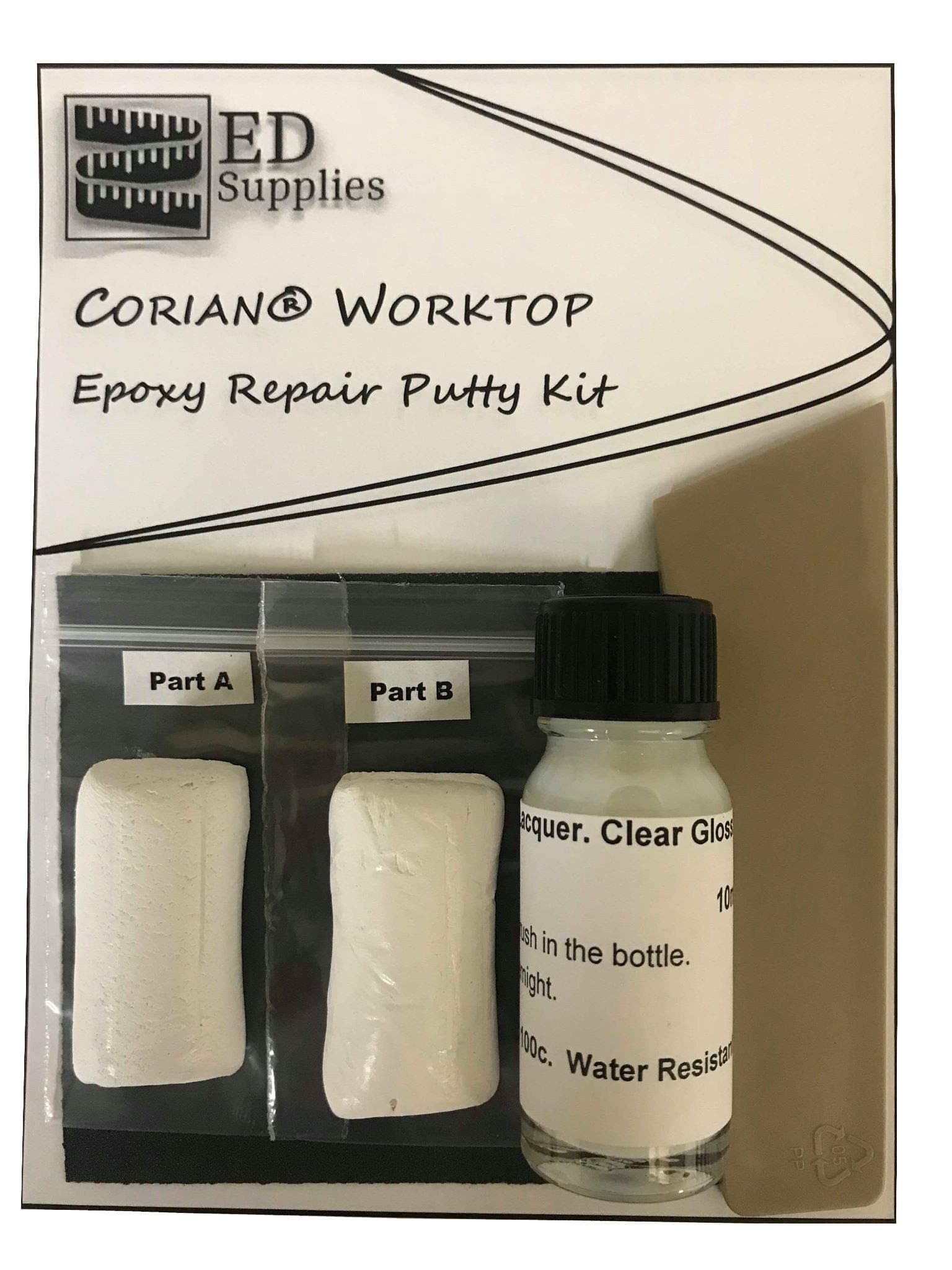 Corian® Worktop Epoxy Repair Putty Kit - Repairs Chips, Cracks & Defects. (White)