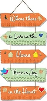 Artvibes Home Quotes Decorative Wall Art MDF Wooden Wall Hanger for Livingroom | Bedroom | Gifts | Wall Hangings for Home Decoration | Modern Decor Items | Artworks Wall Hangings (WH_7302N), Set of 5