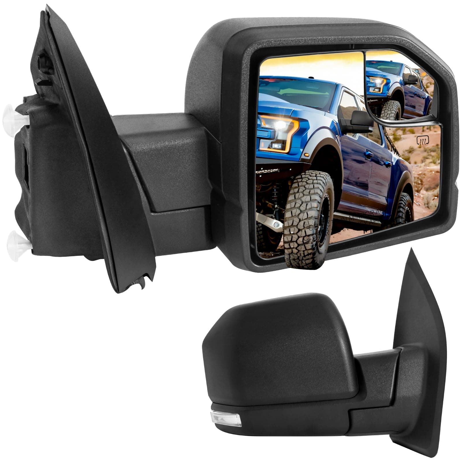 Passenger Side Mirror compatible with Ford F150 Side Mirror, w/Blind Spot Monitor, Heated, Turn Signal Light, Temperature Sensor # FL3Z-17683-CB