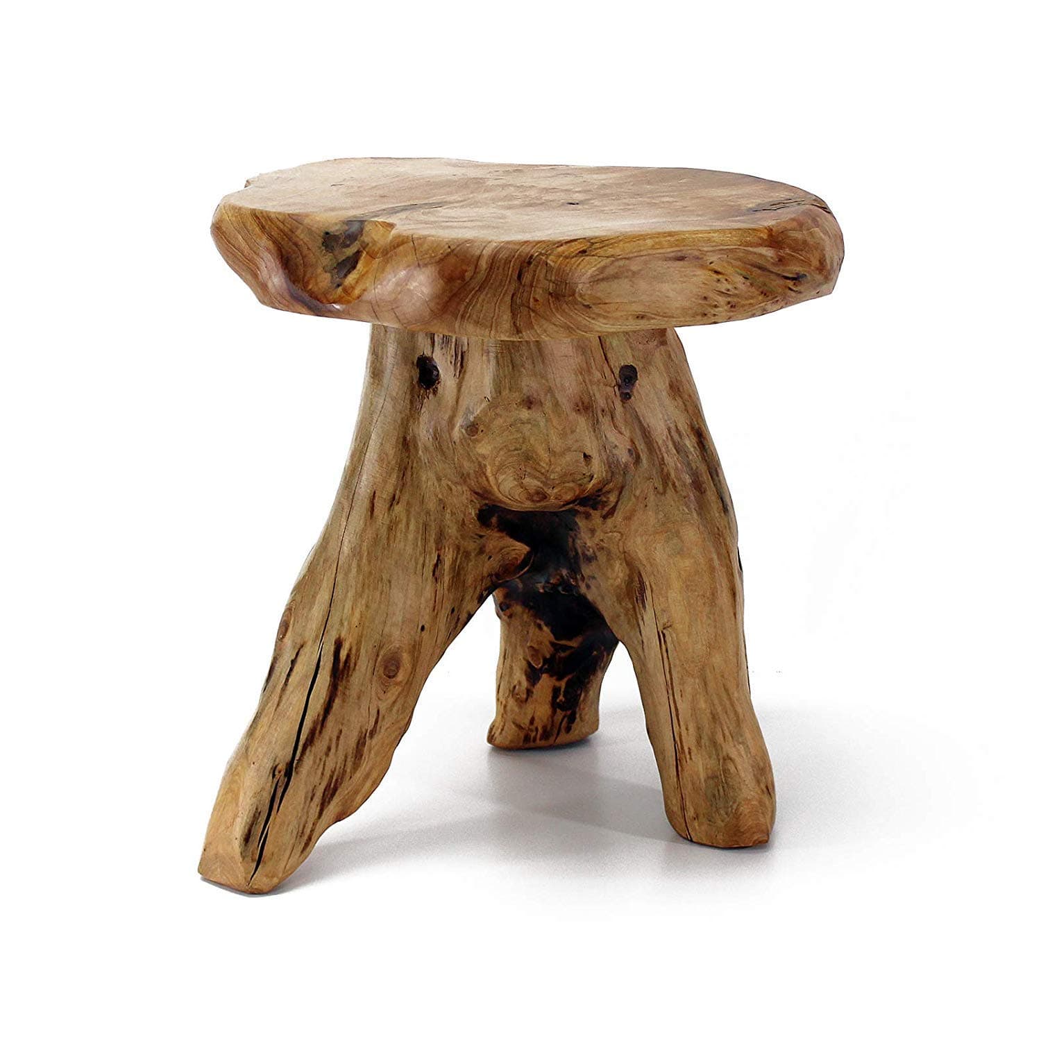 WELLAND Tree Stump Stool Live Edge, Natural Edge Side Table, Plant Stand, Nightstand, Mushroom Stool 14" Tall