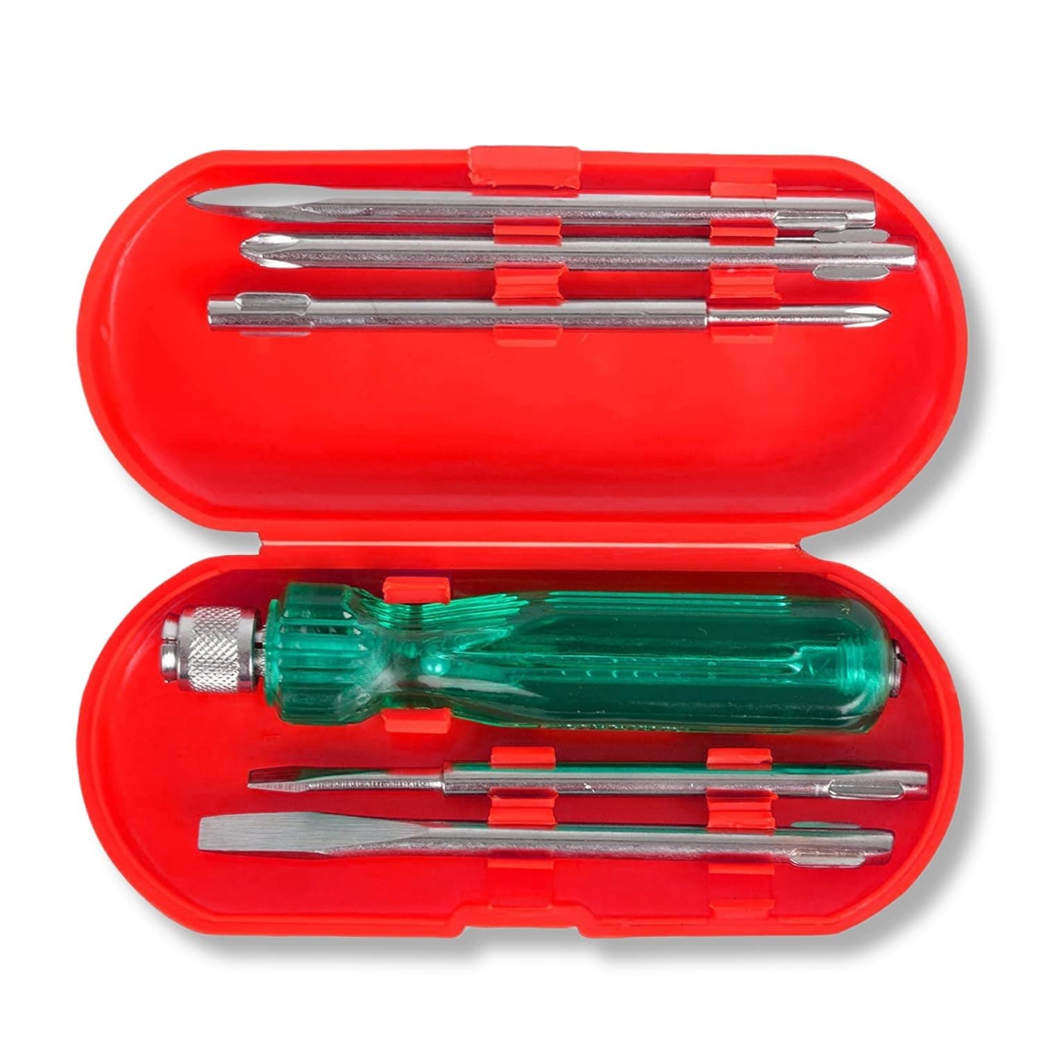 Screwdriver Tool Kit With 2Pc Slotted, 1Pc Poker & 2Pc Phillips Screwdriver Set, Steel Magnetic With Nonslip Plastic Handle Multipurpose Screwdriver Kit With 5 Blades And Tester