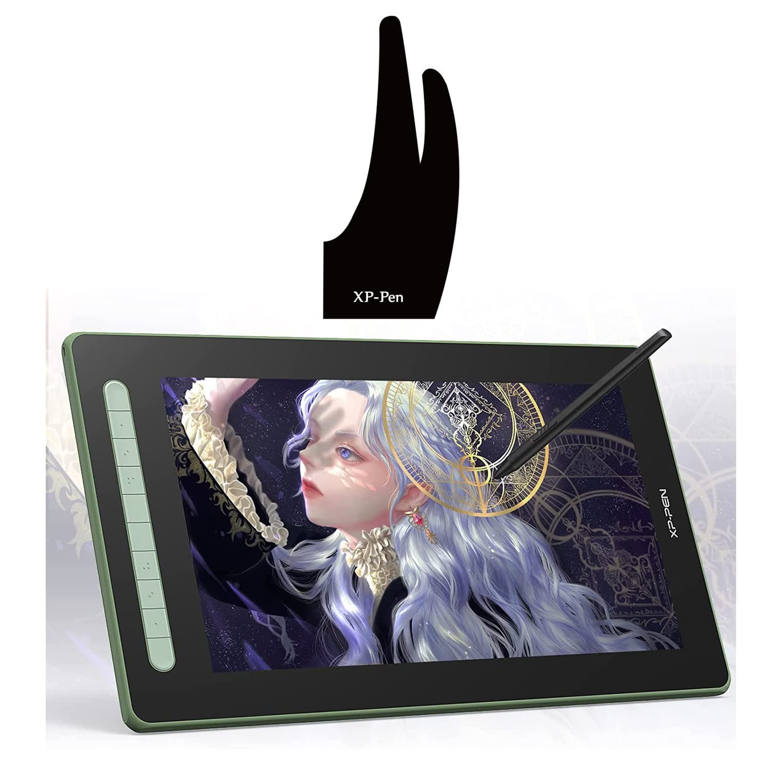 XP-PENArtist16 2nd Computer Graphic Tablet Full-Laminated Pen Display with Battery-Free X3 Stylus 10 Express Keys Android Support Drawing Monitor & XP-PEN Professional Artist Glove