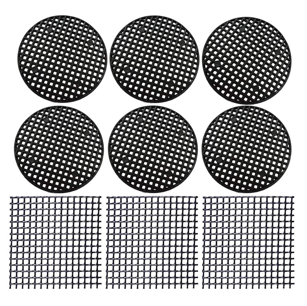 Flower Pot Hole Mesh Pads 128 PCS Plastic Mesh Screen - 108 PCS 4.6cm Round Bonsai Bottom Grid Mat and 20 PCS 5x5cm Square Rigid Polyethylene Garden's Drainage Mesh Hole Screens Prevent (128PCS,Mixed)
