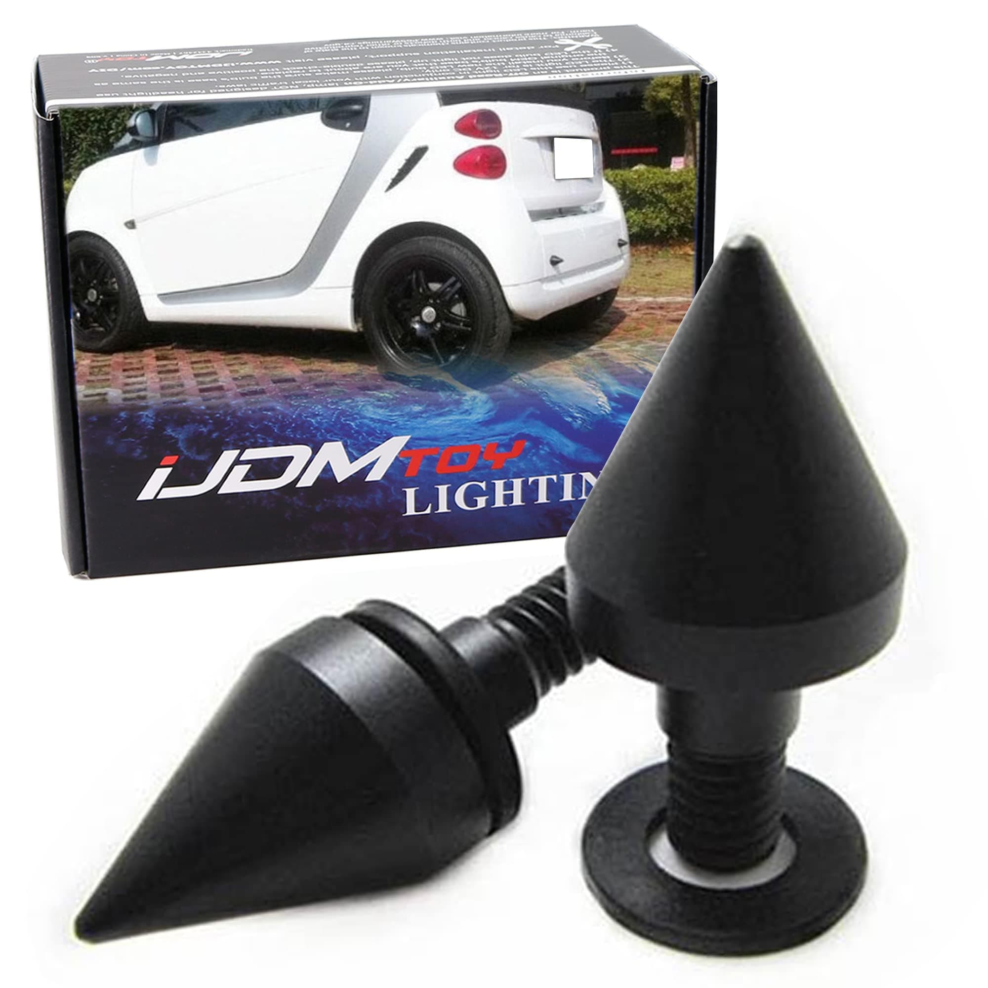 iJDMTOY (2 Satin Black Finish Front or Rear Bumper Protector Spikes Guards for Smart Fortwo