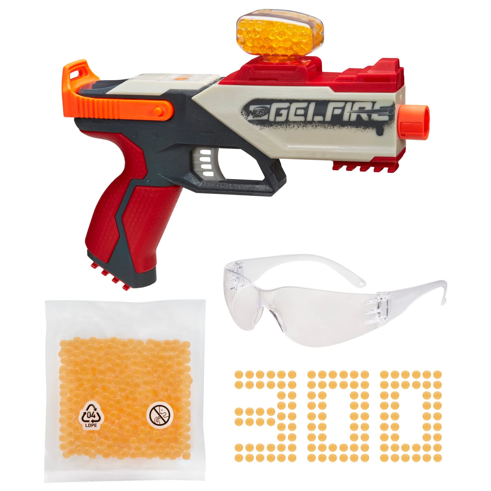 Pro Gelfire Legion Spring Action Blaster, 5000 Gelfire Rounds, 130 Round Hopper, Protective Eyewear, Slam Fire, Ages 14 & Up