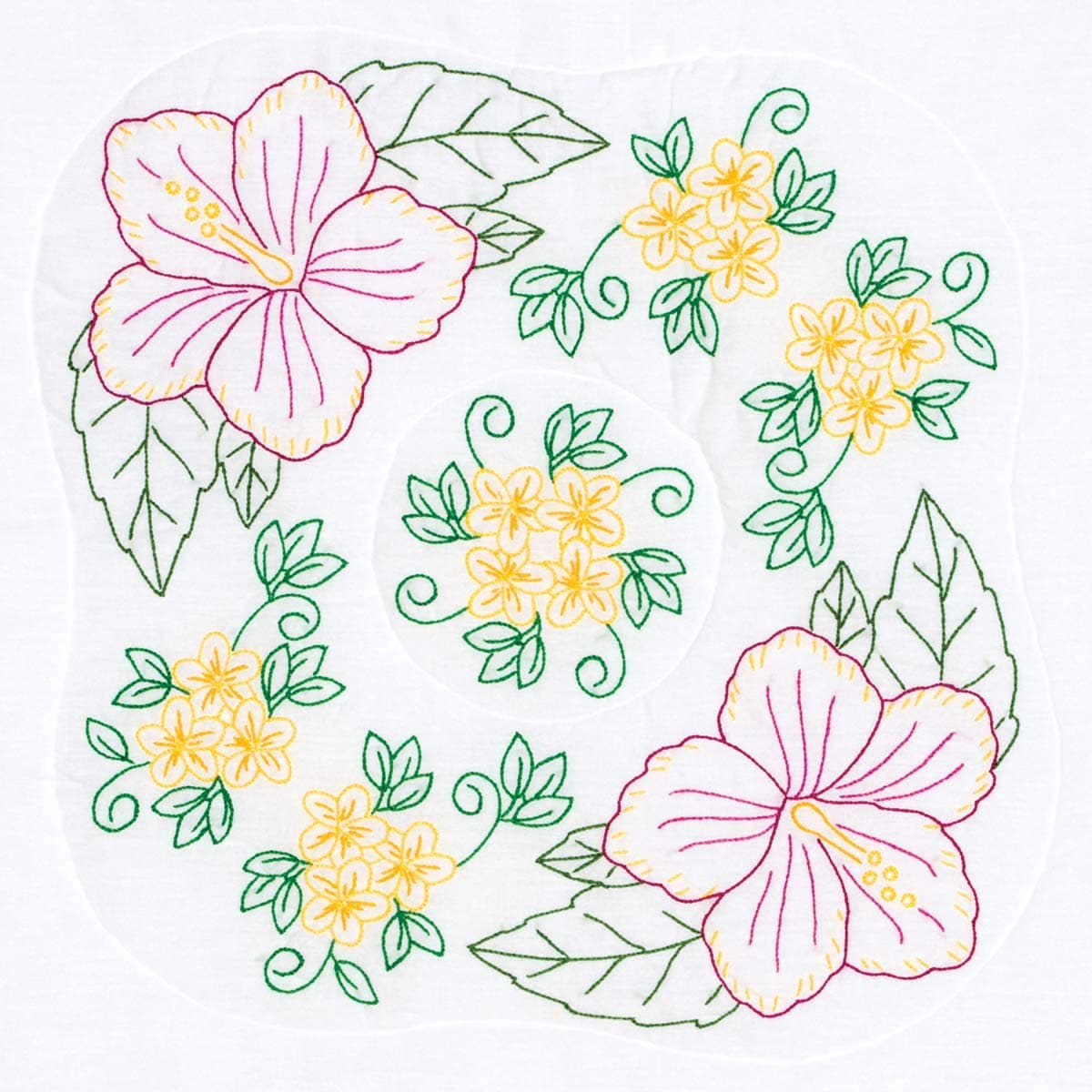 Jack Dempsey Quilt Blocks 18" Hibiscus 6pc