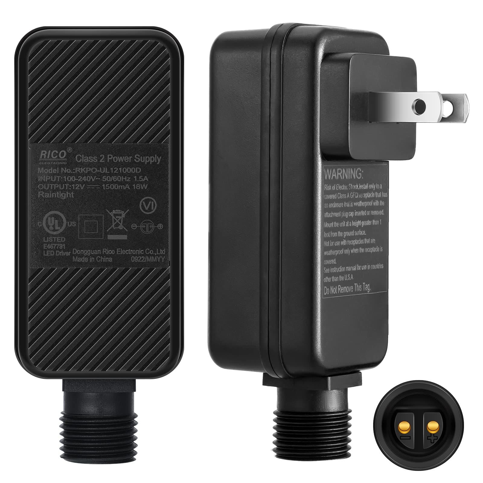 2 Pieces Class 2 Power Supply LED Transformer Replacement Outdoor Low Voltage Power Adapter for Christmas Rope Light Inflatable Decorations(12V18W 1.5A)