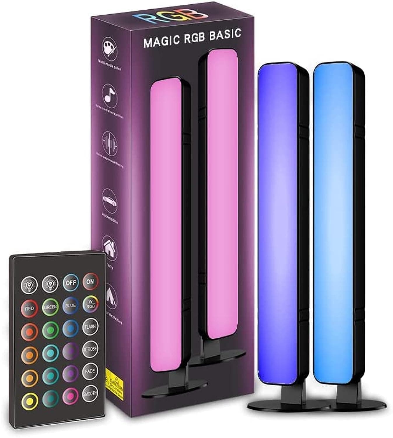 RGBIC Gaming Light Bars, 2PCS LED Light Bar with Remote Control, 5V USB Port, Color Changing Desk Light Bar for Gaming, PC, TV, Room Decoration