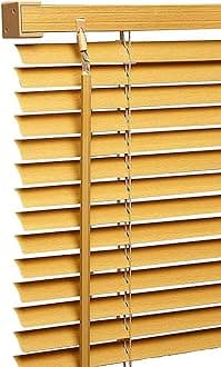 PVC window Venetian Blind Blinds Easy Fit Trimmable Fittings Window Treatment Shutter Twist Open Close (Teak-Wood Grain Effect, 60cm wide (23.6") x 150cm Drop)