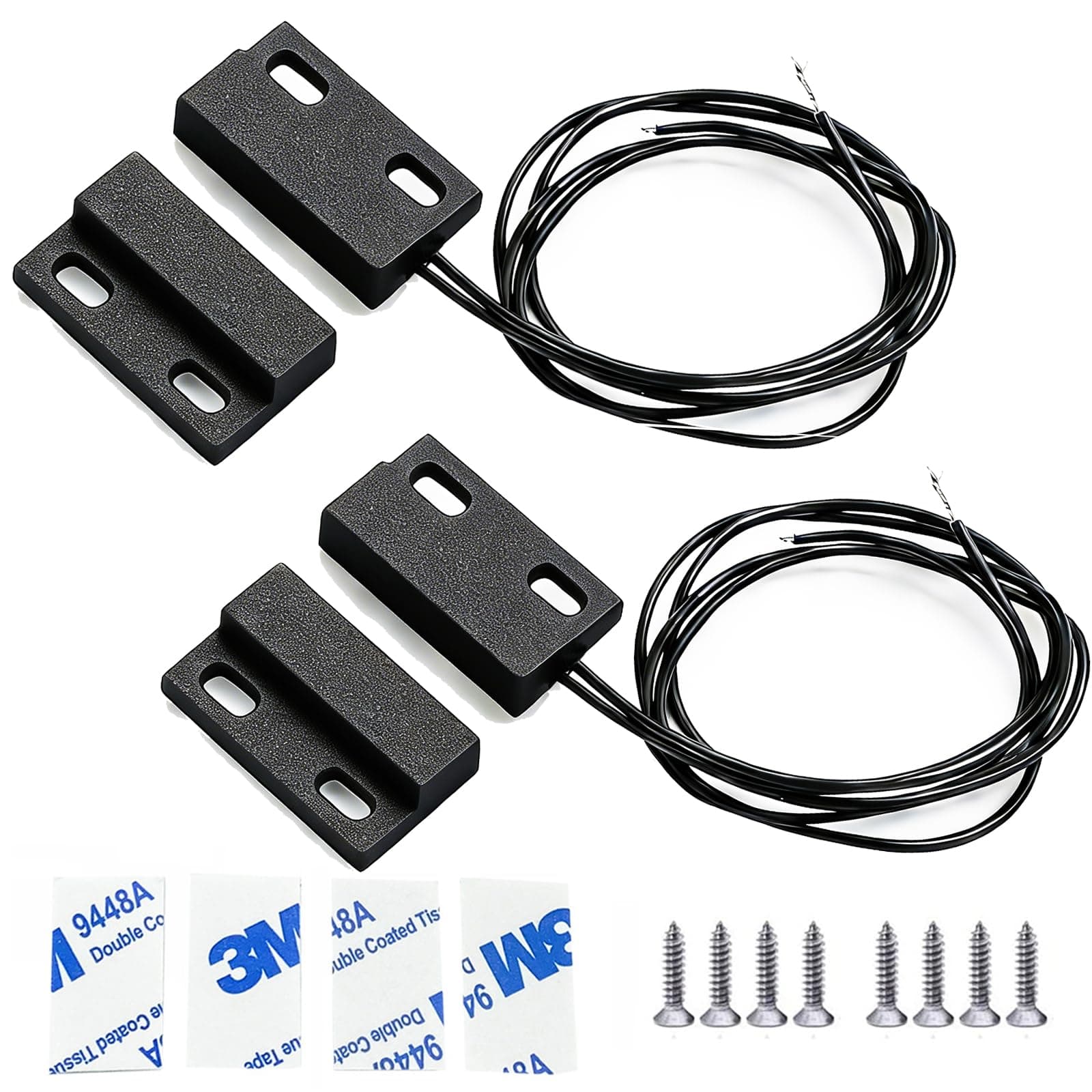 Magnetic Reed Switch,Normally Closed NC Waterproof Magnetic Switch,Micro Alarm Reed Switch 10W 100v 0.5A Magnetic Door Sensor Switch to DC 5V 12V 24V Lights（2 Pack）