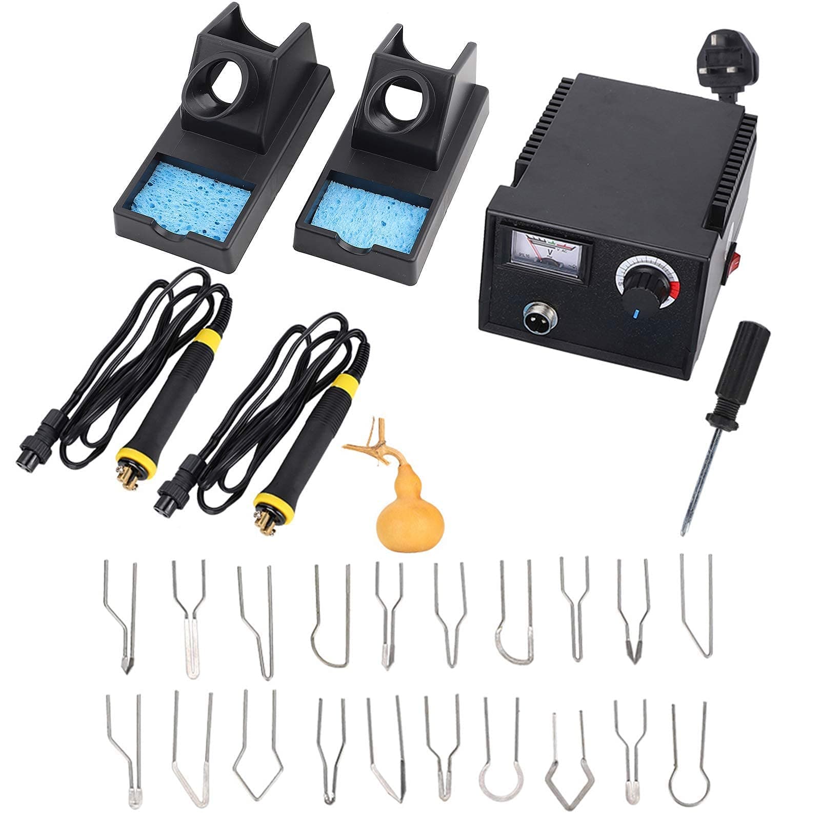 Pyrography Machine, Wood Burning Kit Adjustable Temperature Electric Soldering Iron Pen Tool Professional Pyrography Machine Set for Wood Carving (UK Plug)