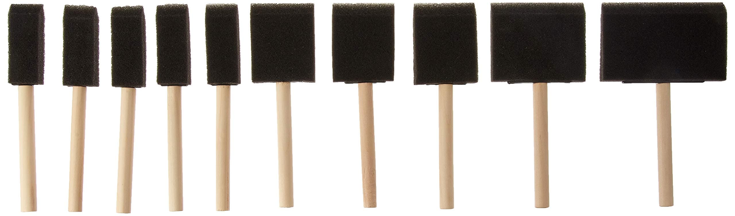 Value-Pack 10-Pc Foam Paint Brush Set - Wood Handles by Industrial Tools