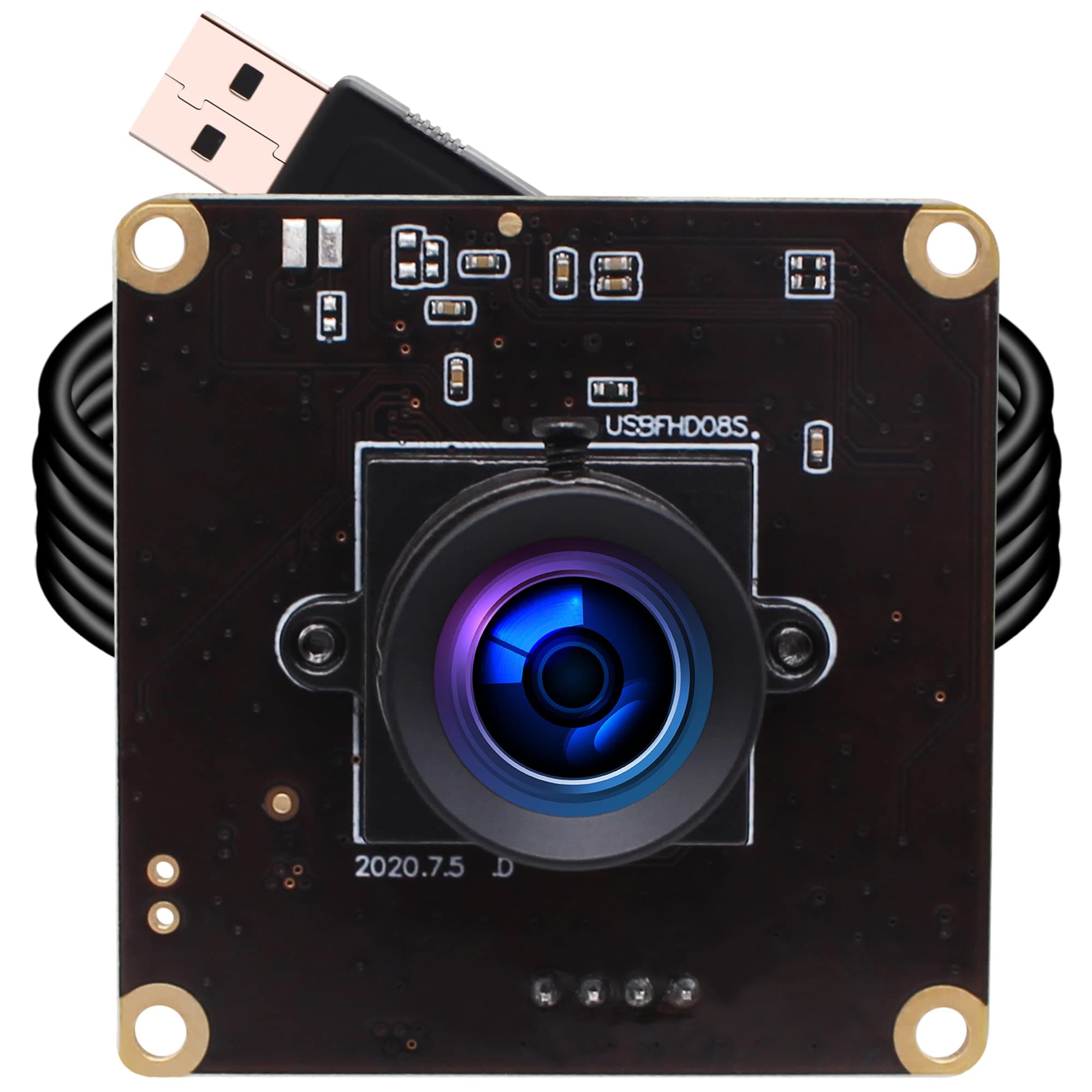ELP High Speed USB Camera 1080P Embedded Webcam Board with 100degree No Distortion Lens for Computer High fps 60fps 120fps 260fps Wide Angle UVC USB2.0 Camera Module for Laptop 3D Printer Raspberry Pi