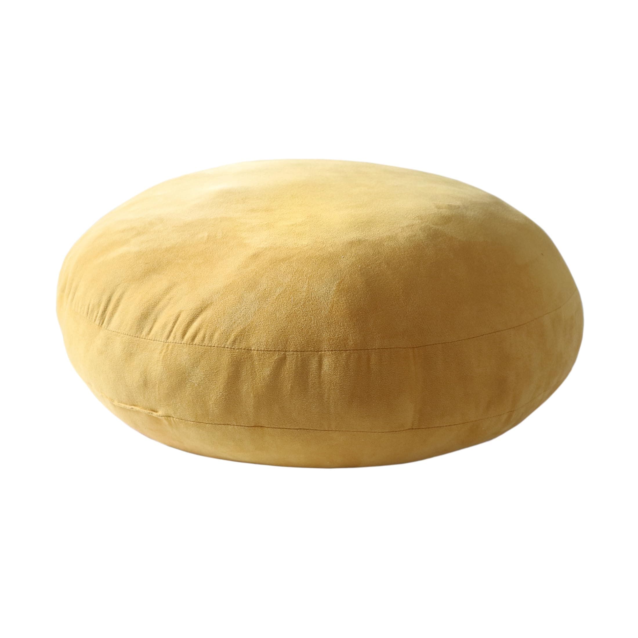 Round Throw Pillow 16x16 Down-Like Polyester Filling Super Soft Cushion Ultra Fluffy Feather-Like Touching Decor Circle Round Floor Pillow for Couch Bed, 1 Piece, Ginger Yellow