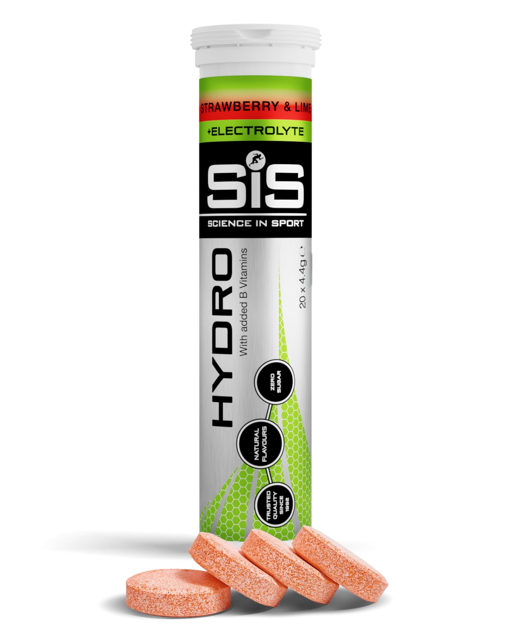 SIS Go Hydro| Zero Sugar| Effervescent Electrolyte Tablets| for Improved Hydration & Recovery | Suitable for Vegans & Vegetarians| Strawberry & Lime Flavoured | 20 Tablets