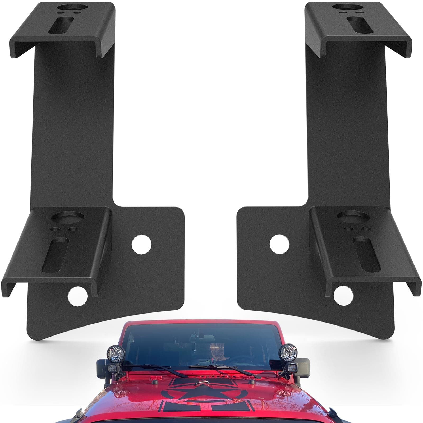 2PCS Windshield Hinge Mounting Brackets Dual A-Pillar for Offroad LED Fog Light Work Light Brackets Compatible for 2007 2008 2009 2010 2011 2012 2013 2014 2015 2016 2017 Wrangler JK/JKU 2DR 4DR
