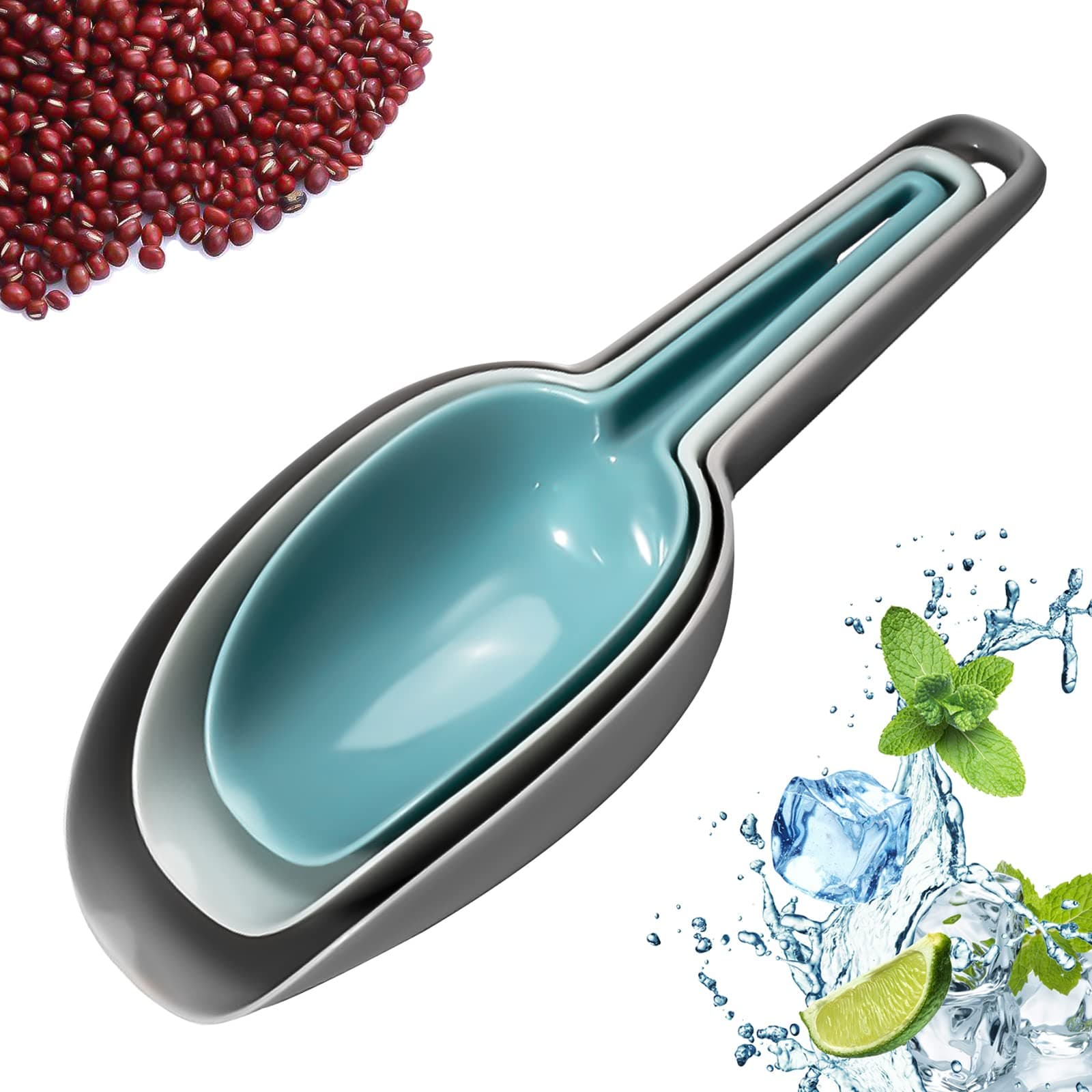 Ankier Plastic Ice Scoop,3 Pcs Food Scoops Set,Multifunction Food-Grade Scoop for Kitchen Bar Popcorn Flour Candy Coffee Beans Sweet Feed Pet Dog Scooper Shovel Storage Container Scoops, (001)