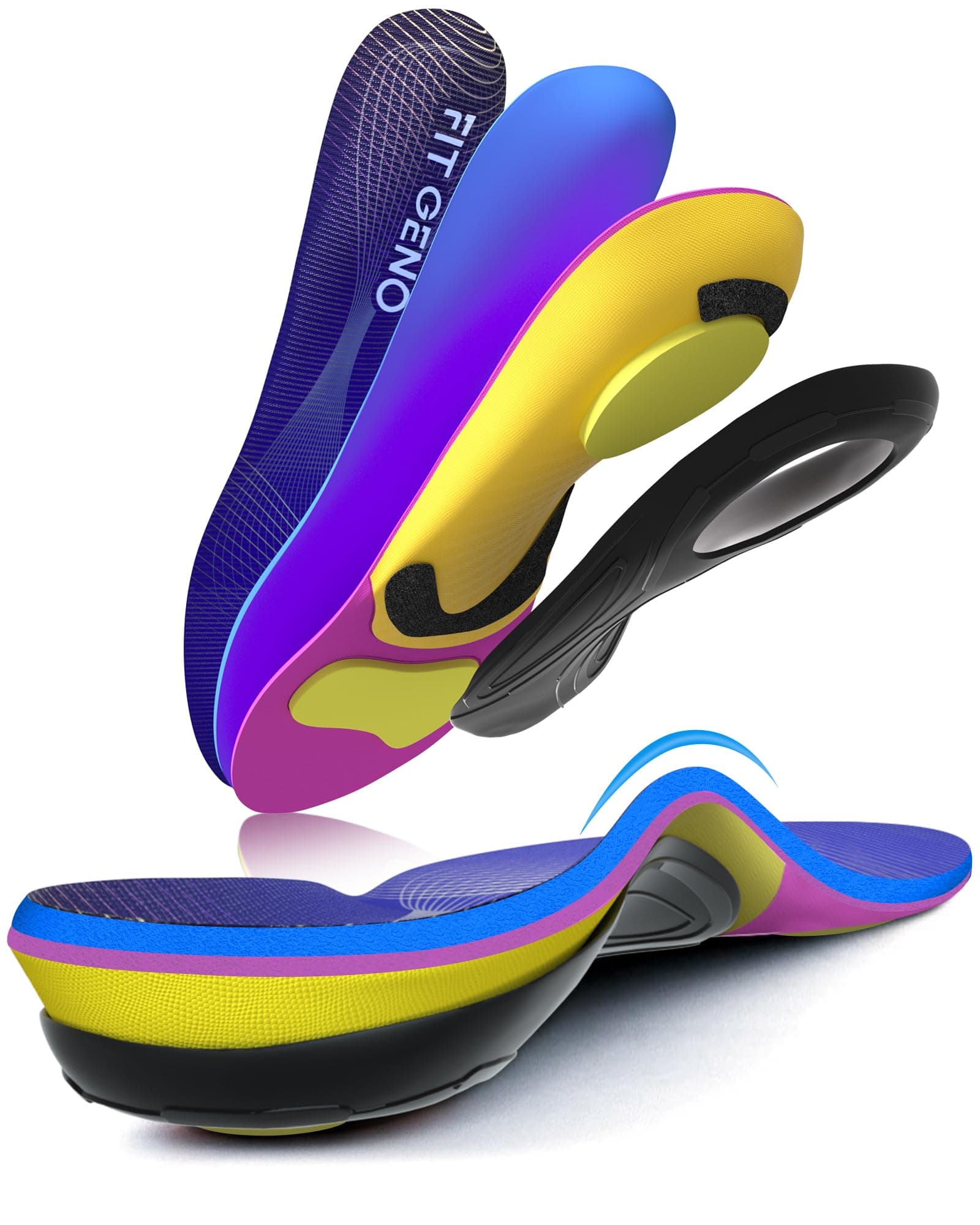Arch Support Plantar Fasciitis Insoles: Fit Geno Orthotics Inserts for High Arch Pain Relief – Heavy Duty Shoe Inserts for Women & Men 220lbs+ – for Work Boots & Sneakers (Women's 12-13 / Men's 10-11)