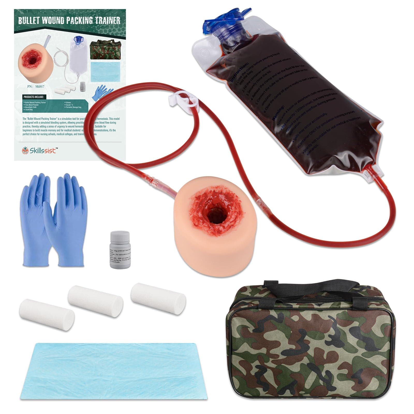 Wound Packing Trainer Kit, Stop the Bleed Training Kit for Medical Education, First Aid Emergency Practice, Military Trauma Trainer