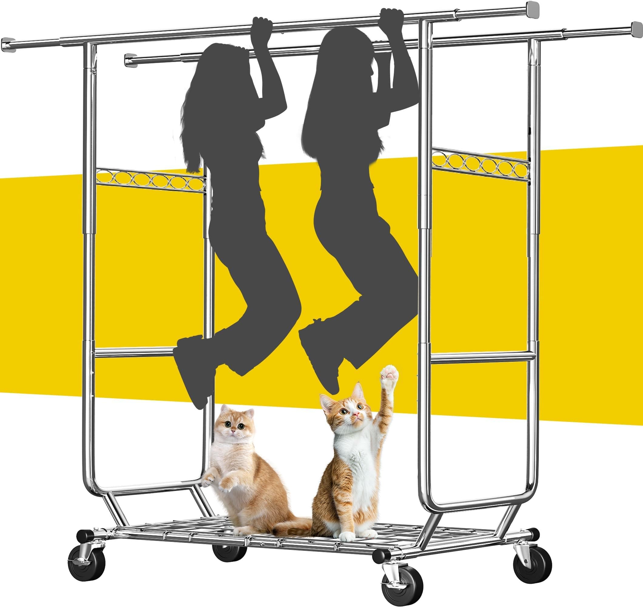 - Raybee Clothes Rack Load 630LBS, Heavy Duty Clothes Rack, Rolling Clothing Racks for Hanging Clothes with Wheels, Adjustable & Commercial Garment Rack, 22" D x 75" W x 68" H