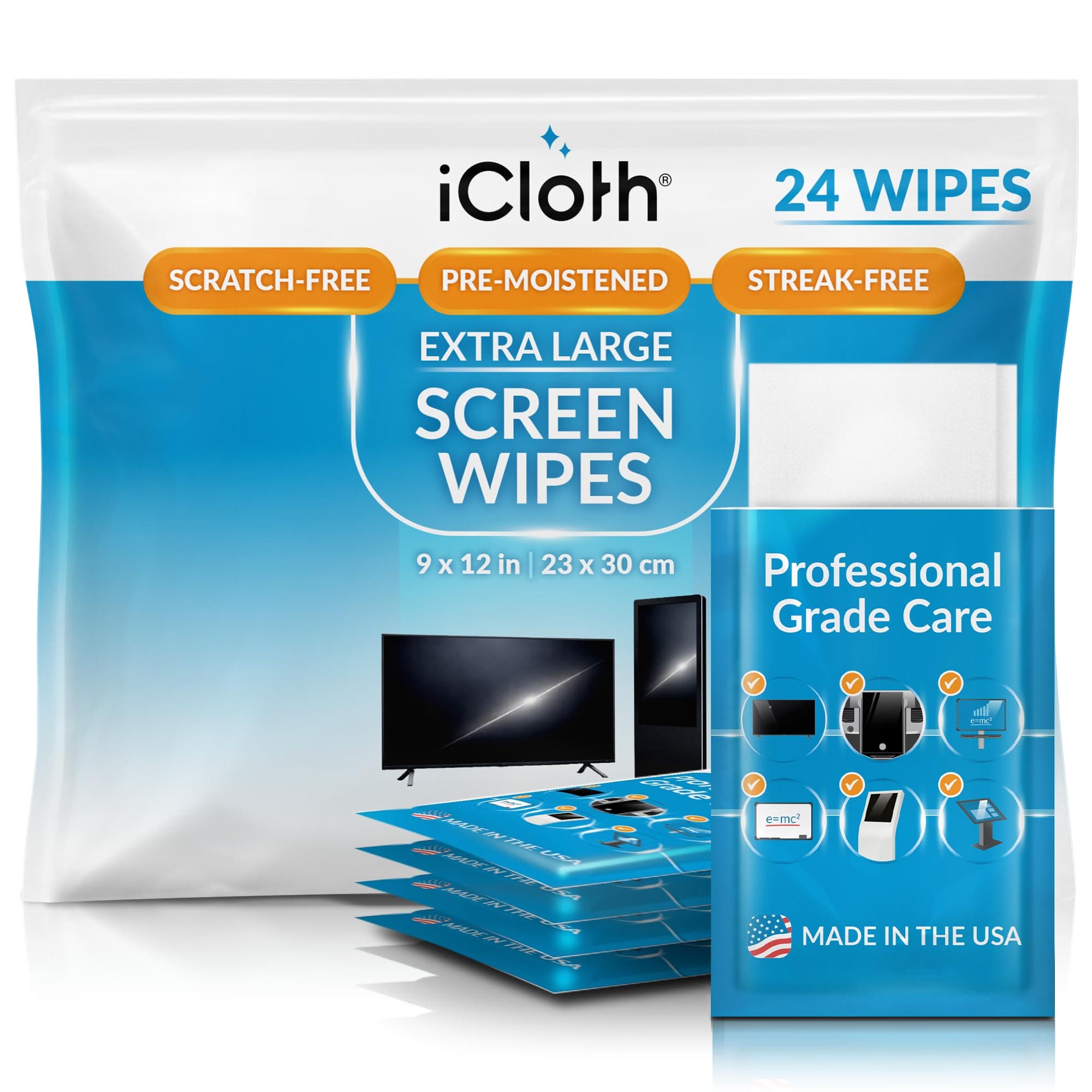 Smart TV, TV Screen (LED, LCD, OLED), and Large Screen Cleaning Wipes